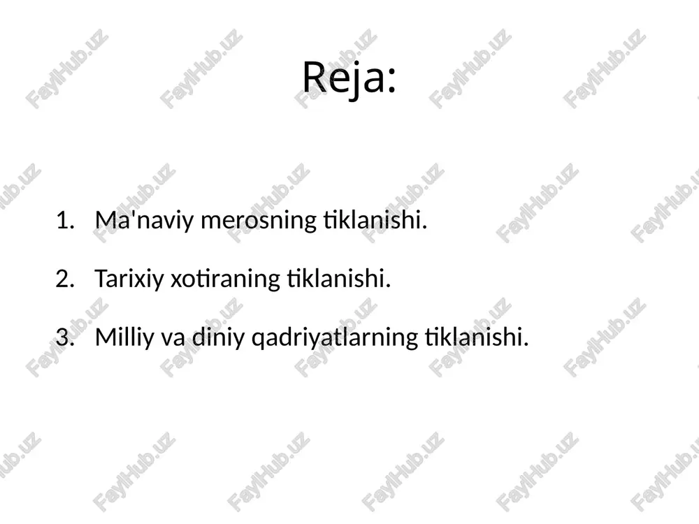 sliklar va o`quv adabiyotlari yaratildi. amir temur yubileyi munosabati bilan samarqand va shahrisabzda o`nlab tarxiy obidalar ta`mirlanib, qayta tiklandi, yangi inshootlar qurildi, bog`lar barpo etildi. samarqand va shahrisabz shaharlari markazida ko`rkam amir temur maydonlari barpo etildi va ulug`vor haykallari o`rnatildi. shuningdek, bu shaharlarga “amir temur” ordeni topshirildi vatanimiz ozodligi yo`lida shahid ketgan abdulla qodiriy, cho`lpon, fitrat, usmon nosir va boshqa xalq ziyolilari nomi, hurmati o`z joyiga qo`yildi, asarlari nashr etildi. prezident islom karimov tashabbusi bilan toshkentda mustamlakachilik davri qurbonlari xotirasini abadiylashtirish maqsadida “shahidlar xotirasi” yodgorlik majmui bunyod etildi. mazku majmua qoshida “qatag`on qurbonlari xotirasi” muzeyi qurilib, 2002 yil 27 avgust kuni foydalanishga topshirildi. milliy qadriyatlarning tiklanishi. mustaqillik yillarida halqimizning milliy qadriyatlarini tiklash, yangi ma`xno mazmun bilan boyitish yo`lida bir qator xayrli ishlar amalga oshirildi. 1994 yil 23 apreldagi prezident farmonlari asosida tashkil etilgan respublika “ma`naviyat va ma`rifat” jamoatchilik markazi o`zbek xalqining ma`naviy-madaniy merosini tiklash, millat kelajagini belgilaydigan g`oyalarni yuzaga chiqarish, …