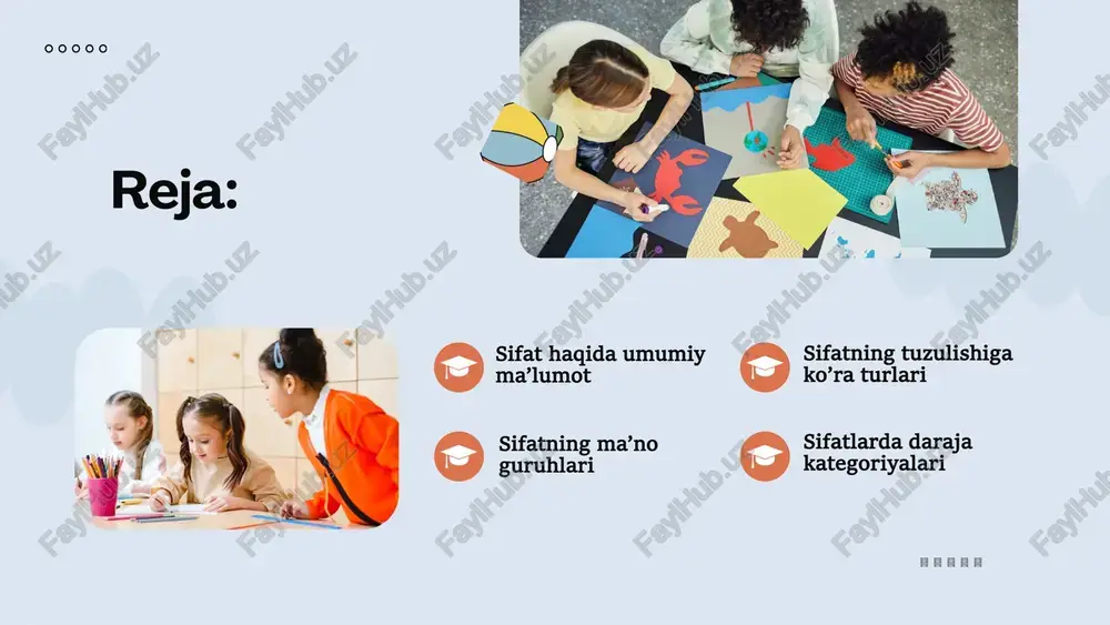 imchalar yordamida hosil bo‘ladi. sifatning turlari verbal sifatlar - bu fe’l asosidagi ishtirokchi shakllar bo‘lib, ular ham otlarni belgilar bilan ta’riflay oladi: «kelgan mehmon», «ishlayotgan bola». morfologik xususiyatlari sifatlar morfologik jihatdan o‘zbek tilida nisbatan barqaror bo‘lib, ular odatda shaxs, son yoki holat qo‘shimchalari bilan o‘zgarish ko‘rsatmaydi. boshqa so‘z turlari kabi sifatlar ham qo‘shimchalar orqali yaratilishi mumkin, ammo ular odatda fe’l kabi zamon yoki shaxsni bildiruvchi infleksiyalarni olmaydi. shuningdek, sifatlarga birikuvchilar (masalan, ustama va bog‘lovchi qo‘shimchalar) qo‘shilib, yangi ma’nolar hosil qilishi mumkin; bu tilning morfologik resursini boyitadi. morfologik tahlil sifatlarning hosil bo‘lish mexanizmini, ular bilan bog‘liq affikslarni va so‘z yasovchi elementlarni aniqlashga yordam beradi. sifat yasovchi qo‘shimchalar o‘zbek tilida sifatlar ko‘pincha maxsus qo‘shimchalar yordamida hosil qilinadi. masalan, -li qo‘shimchasi mavjudlik yoki mansubiyatni bildiruvchi nisbiy sifatlar hosil qiladi: «mevali», «tolali»; -siz qo‘shimchasi yo‘qlikni bildiradi: «shaklsiz», «suvsiz»; -dor esa ega bo‘lishni ko‘rsatishi mumkin: «saxovatdor». shuningdek, -chan, -dor kabi ustamalar ham sifat ma’nosini kuchaytiradi …