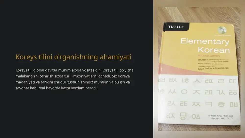 mashq qiling koreyscha tinglash amaliyoti tilni o'zlashtirishning kalitidir. haqiqiy suhbatlarni tinglash va tushunish qobiliyatini rivojlantirish muhimdir. turli vaziyatlarda tinglashni mashq qilish orqali siz qulog'ingizga o'rganib qolasiz va nutqni tabiiy ravishda tushuna olasiz. filmlar, dramalar va qo'shiqlar kabi turli xil tarkiblarni tinglashda birga gapirishni mashq qiling. koreyslar bilan suhbatda ham faol tinglang va tushunishga harakat qiling. koreys tilida gapirishni mashq qiling 1 talaffuz amaliyoti to'g'ri talaffuzni o'rganing 2 jumla amaliyoti oddiy suhbat jumlalarini takrorlang 3 mavzu amaliyoti do'stlar, oila, kundalik hayot va boshqalar kabi turli mavzular haqida gapiring. koreys tilida gapirishni mashq qilish ravonlik va ishonchni rivojlantirishda juda muhimdir. agar siz talaffuzdan tortib jumla tuzilishi va suhbat mavzularigacha hamma narsani muntazam ravishda mashq qilsangiz, asta-sekin koreys tilida tabiiy ravishda gaplasha olasiz. turli vaziyatlarda va mavzularda nutq so'zlashni mashq qilish ayniqsa foydalidir. koreys tilini o'qishni mashq qiling turli xil matnlarni o'qish koreys tilidagi matnlarni, jumladan gazetalar, jurnallar va veb-saytlarni o'qish orqali tushunishingizni …