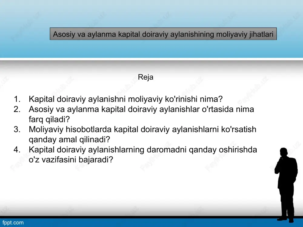 ya kreditlari va moliyaviy institutlar investitsiyalarni jalb qilishda muhim rol o'ynaydi. investitsiya kreditlarining sharoitlarining o'zgarishi, kapitalni jalb qilishning o'zgaruvchanlik darajasini ta'sir etishi mumkin. bu faktorlar va qonun hujjatlari, xalqaro va tashqi siyosatlar, moliyaviy xodimlar va qonunlar jahon aylanma kapital doiraviy aylanishining moliyaviy jihatlarini o'rganish va tahlil qilishning asosiy jarayonlarini o'z ichiga oladi. yangi statistika va o'zgarishlar uchun so'zlashganligimizda, buni yangi moliyaviy jihatlar va siyosiy o'zgarishlarga boy o'rnatish mumkin. kapital doiraviy aylanishni moliyaviy ko'rinishi kapital doiraviy aylanishni moliyaviy ko'rinishi, tijorat kompaniyalarining moliyaviy hisobotlarida va boshqa moliyaviy ma'lumotlarda korib chiqariladigan o'zgarishlarni tushunishni anglatadi. bu o'zgarishlar kompaniyaning asosiy va aylanma kapitalini qanday o'zgarishda olishi yoki yo'qolishi, omonatlar, qarzlar, savdo operatsiyalari va boshqa moliyaviy jarayonlar orqali o'tadi. kapital doiraviy aylanishni moliyaviy ko'rinish bilan izlash uchun moliyaviy hisobotlarni o'qish va tahlil qilish, moliyaviy mutaxassislar yordamida bu ma'lumotlarni o'qish va o'rganish, moliyaviy tahlil va ma'lumotlar analizi bilan shug'ullanish kerak. kapital doiraviy aylanishlar kompaniyaning moliyaviy tahlili, strategiyasi …