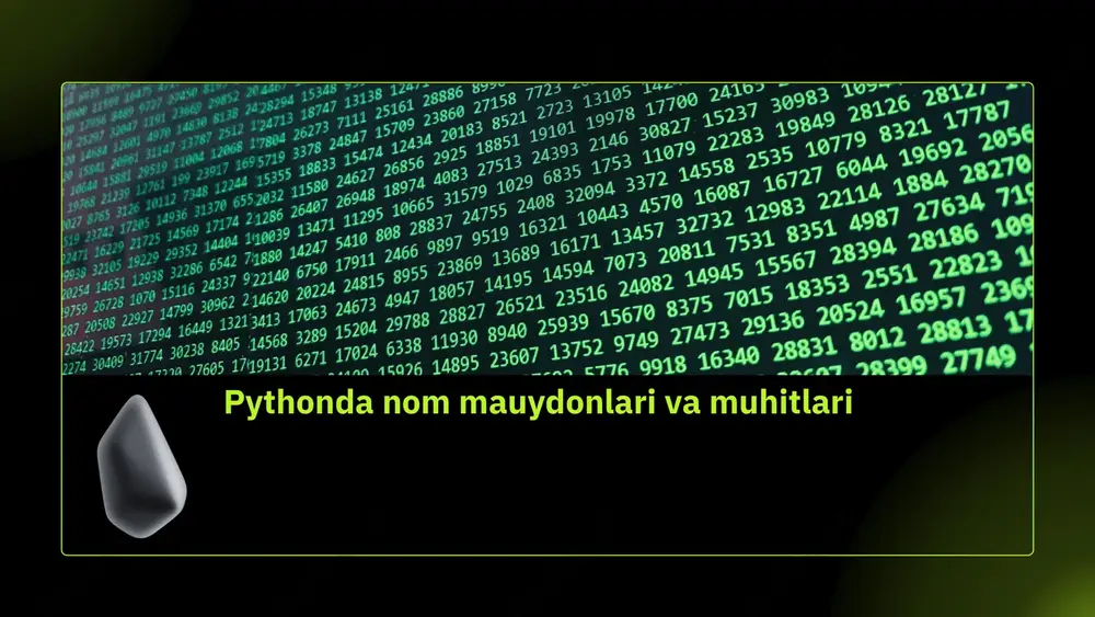 umotlarni tahlil qilish va sun'iy intellektgacha bo'lgan ko'plab sohalarda ishlatiladi. nom mauydonlari python dasturlarida nom mauydonlari muhim rol o'ynaydi. nom mauydonlari dasturdagi o'zgaruvchilar, funksiyalar va modullarni tashkil etadi, bu esa kodni tartibga soladi va o'qilishi oson bo'lishini ta'minlaydi. python'da nom mauydonlari doimiy ravishda yaratiladi va ularning qoidalari dasturchilar tomonidan to'g'ri qo'llanilishi muhimdir. muhitlar python dasturlash muhitlari esa dasturlash jarayonini qulaylashtiradi. masalan, virtual muhitlar yordamida turli loyihalar uchun alohida kutubxonalar va qaramliklar o'rnatish imkoniyati mavjud. bu, dasturchilarga xatolarni kamaytirish va turli versiyalar ustida ishlash imkonini beradi. pythonning muqobil muhitlari python dasturlash tilida ishlab chiqish jarayonini samarali o'tkazish uchun bir nechta muhitlar mavjud. jupyter notebook interaktiv muhit bo'lib, kodni yozish va natijalarni darhol ko'rish imkonini beradi. anaconda esa, kengaytirilgan kutubxonalar to'plami va paketlarni boshqarish vositasi sifatida tanilgan. pycharm esa kuchli ide bo'lib, kodni tahrirlash, xatolarni aniqlash va loyihalarni boshqarish uchun qulay interfeys taklif etadi. har bir muhitning afzalliklari jupyterning asosiy afzalliklari interaktivlik …