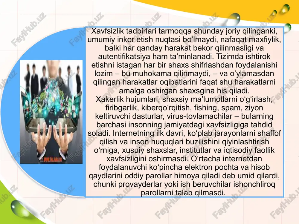 blash qurilmasidan masalani yechish va yangi bitkoinlar ishlab topish uchun ko‘p elektr energyasi sarflashni talab qiladi. boshqa algoritmlar ancha kamroq energiya sarflaydi. bir-biriga kiritilganlik.iqtisodiyot hamma uchun ishlaganda eng yaxshi ishlaydi. bu unda ishtirok etish uchun to‘siqlarni pasaytirish lozimligini anglatadi. bu kapitalni qayta taqsimlash emas, balki qayta taqsimlangan kapitalizm uchun platforma yaratish kerakligini anglatadi. ilk internet davri ko‘plab odamlar uchun ko‘plab mo‘jizalar yaratdi. biroq, yuqorida aytib o‘tilganidek, dunyo aholisining katta qismi na texnologiyalarga, na moliya tizimiga va na iqtisodiy imkoniyatlarga ulanish imkoniga ega bo‘lmagan holda avvalgidek, tizimga ulanmasdan qolib ketmoqda. boz ustiga, yangi kommunikatsiya vositasi hamma uchun farovonlik keltirishiga umid oqlanmadi. ha, internet rivojlangan mamlakatlarda kompaniyalarga rivojlanayotgan iqtisodiyotlarda millionlab odamlarga ish taqdim etishga imkon berdi. u ko‘plab tadbirkorlar uchun bozorga kirish uchun to‘siqlarni pasaytirdi va aholining kam ta’minlangan qatlamlariga yangi imkoniyatlar va bazaviy axborotga ulanish imkoniyatini taqdim etdi. o‘ylaymizki, blokcheyn texnologiyasi har bir kishining huquqlari va insoniylikni saqlash va himoya qilish …