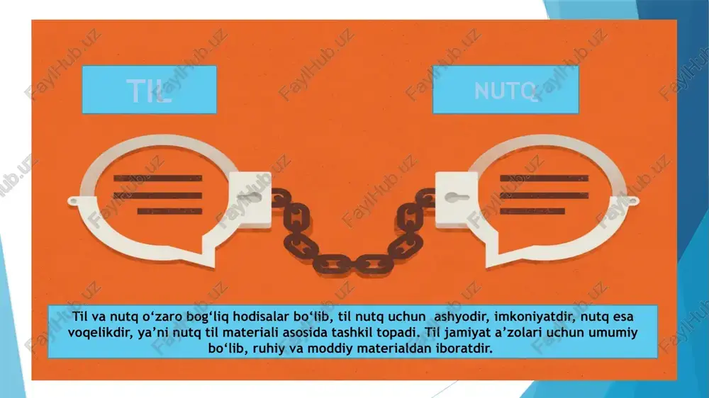 ilarning ishonchini, mehrini qozongan o‘qituvchinigina haqiqiy ustoz deyish mumkin. nutq til aloqa jarayoni aloqa vositalari vaziyatga va kontekstga bog'liq (ya'ni motivatsiyalangan) vaziyatdan, aloqa muhitidan mustaqil (ya'ni motivatsiyasiz) qasddan va aniq maqsad sari yo'naltirilgan e'tiborsiz moddiy, o'ziga xos mukammal, mavhum vaqt ichida ochiladi va kosmosda amalga oshiriladi haqiqatning ushbu parametrlaridan mavhum haqiqat hodisalari bilan bog'lanishi va haqiqat yoki yolg'on nuqtai nazaridan baholanishi mumkin haqiqat qiymati qo'llanilmaydi tasodifiy va tartibsiz elementlarga ruxsat beradi muntazam o'zgaruvchan nisbatan o'zgarmas (bir mavjudlik davrida) chiziqli darajadagi tashkilotga ega cheksiz cheklangan muvofiq salohiyat faol passiv dinamik, mobil statik, barqaror sub'ektiv ob'ektiv individual ijtimoiy shaxsning tajribasini aks ettiradi jamoa tajribasini qamrab oladi o'zboshimchalik bilan majburiy (majburiy) tasodifiy va tartibsiz elementlarga ruxsat beradi muntazam o'zgaruvchan nisbatan o'zgarmas (bir mavjudlik davrida) chiziqli darajadagi tashkilotga ega cheksiz cheklangan muvofiq salohiyat faol passiv dinamik, mobil statik, barqaror sub'ektiv ob'ektiv individual ijtimoiy shaxsning tajribasini aks ettiradi jamoa tajribasini qamrab oladi o'zboshimchalik bilan majburiy …