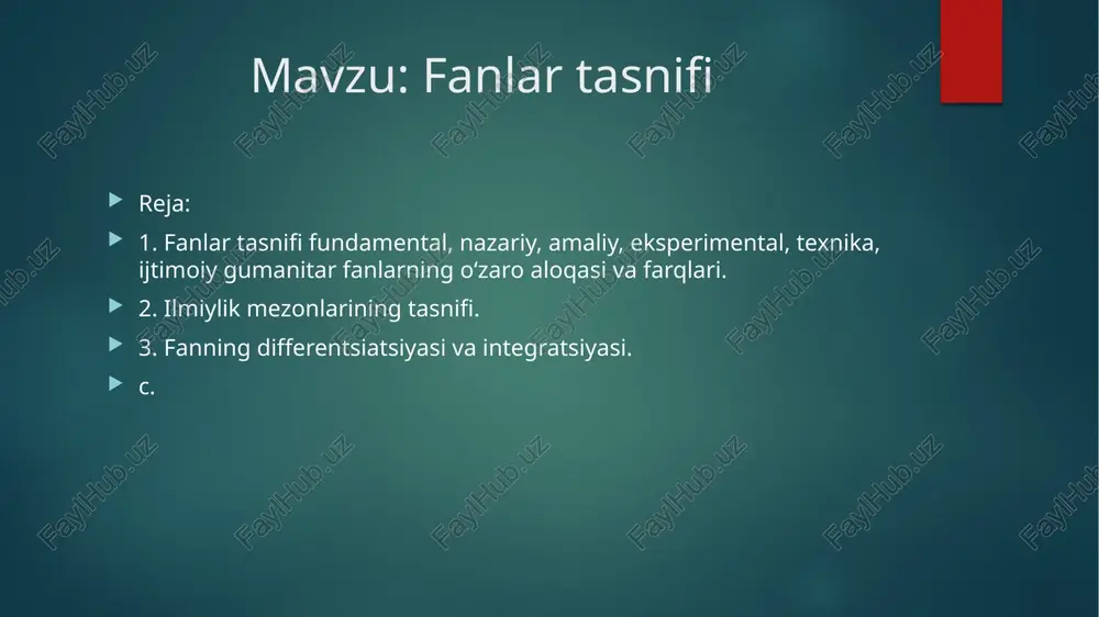 nlashtiradi. fundamental fanning maqsadi tabiat va jamiyatning asosiy tuzilmalarining xatti-harakatlari va o'zaro ta'sirini tartibga soluvchi qonunlarni tushunishdir. fundamental tadqiqotlar ko'lami fanning ko'plab sohalarini qamrab oladi. bularga quyidagilar kiradi: fizika, texnika va matematika fanlarining katta guruhi (matematika, yadro fizikasi, plazma fizikasi, past haroratlar fizikasi va kibernetika); kimyo va biologiya; yer haqidagi fanlarning katta guruhi (geologiya, geofizika, atmosfera, suv va quruqlik fizikasi); va ijtimoiy fanlar. fundamental tadqiqotlar bepul (sof) va maqsadli bo'linadi. fundamental fanlar sezilarli jalb qilish kuchiga ega; ularning vazifalari ma'lum va kutilmagan chegarada yotadi, shuning uchun fundamental tadqiqotlar yakuniy natijaning noaniqligi bilan tavsiflanadi. tadqiqotchilar odatda noma'lumlik ostonasida bo'lganligi sababli, aniq fundamental tadqiqot yo'llarini tanlash ko'pincha sezgi, tajriba va ilmiy rivojlanishning ichki mantig'i bilan belgilanadi. o'z navbatida, fundamental fanlar doimo yangi g'oyalar va yondashuvlarga ochiq; ular atrofimizdagi dunyo haqidagi an'anaviy g'oyalarni tekshirish va kerak bo'lganda ularni yo'q qilish qobiliyatiga ega. amaliy fanlarning bevosita maqsadi fundamental fanlar natijalarini kognitiv va ijtimoiy-amaliy muammolarni …