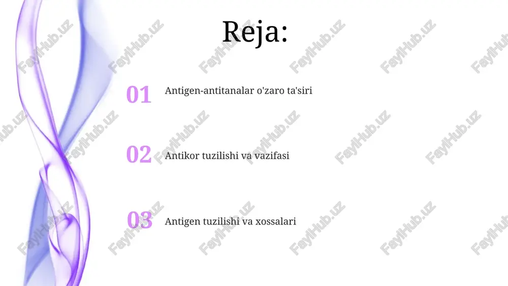 arni (masalan, salmonella enterica serovar typhimurium bakteriyalari yoki influensa a virusi kabi) infektsiya joyida (masalan, o'pka, qon oqimi) antitelolar (igg, igm) yoki komplement oqsillari (c3b) bilan qoplab, fagotsitozni kuchaytiradi antigenlar (masalan, staphylococcus aureus, escherichia coli o157:h7 kabi patogenlardagi yoki boshqa begona moddalardagi oqsillar, polisaxaridlar kabi molekulalar) immun javobini chaqiradi. antikorning antigen ustidagi spesifik epitopga (antigenik determinant) birikishi antigen-antikor kompleksini hosil qiladi immunitet javobi moslashgan immun javob (hujayra ichki va hujayra tashqi) tugʻma immunitet (makrofaglar, neytrofillar, nk hujayralar)dan keyin keladi. b hujayralar faollashishi t yordamchi hujayralar yordamini (il-4, ifn-γ kabi sitokinlar) talab qiladi. b hujayralar plazma hujayralariga farqlanib, koʻp miqdorda antitellar ajratadi antigenlar o'ziga xos epitoplarga (antigenik determinantlar) ega bo'lib, ular antitelo paratoplari (komplementarlikni aniqlovchi hududlar, cdrlar) tomonidan tan olinadi paratop-epitop o'zaro ta'siri epitope xilma-xilligi antitananing o'ziga xosligini belgilaydi. antigen joylari (epitoplar) chiziqli (ketma-ket aminokislotalar) yoki konformatsion (3d strukturaga bog'liq) bo'lishi mumkin, bu antitananing tan olinishiga ta'sir qiladi antigen-antitelo kompleks hosil …