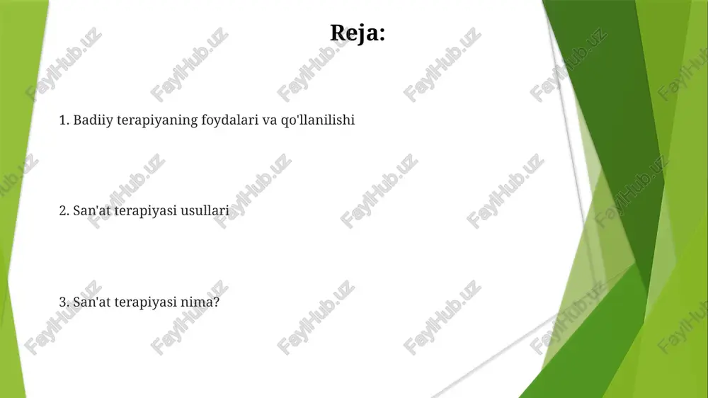 ali psixologik va hissiy muammolarni hal qiladi badiiy terapiya usullari (masalan, qum terapiyasi, ifodali yozuv) individual ehtiyojlarga moslashtiriladi; litsenziyalangan mutaxassislar (amerika badiiy terapiya assotsiatsiyasida 4000+ dan ortiq) turli geografik hududlarda (avstraliya, kanada, yevropa) nazariy yo'nalishlarga (masalan, psixodinamik, gumanistik) asoslangan texnikalarni qo'llaydilar badiiy terapiyaga kirish 100 dan ortiq tengdoshlar tomonidan ko'rib chiqilgan tadqiqotlar san'at terapiyasining travma, xavotir (masalan, ptsd, umumlashgan xavotir), depressiya va giyohvandlikka qarshi samaradorligini ko'rsatadi. maxsus usullar individual va guruh (5-10 ishtirokchi) sharoitida qo'llaniladigan ifodali san'at terapiyalarini (raqs/harakat, musiqa, drama) o'z ichiga oladi sanʼat terapiyasi (rasm chizish, haykal yasash va boshqalar) 20 dan ortiq mamlakatda qoʻllanilib, psixologik va emotsional muammolarni hal qiladi. dalillarga asoslangan usul, turli guruhlar (bolalar, kattalar, 50 yoshdan oshganlar) uchun samarali boʻlib, turli sanʼat vositalarini birlashtiradi badiiy terapiya trening dasturlari (masalan, london san'at universiteti, nyu steinhardt) nazariy asoslarga (masalan, yung, psixodinamik, gumanistik), amaliy ko'nikmalarga (baholash, aralashuv) va axloqiy jihatlarga (maxfiylik, chegaralar) urg'u beradi. litsenziya talablari xalqaro …