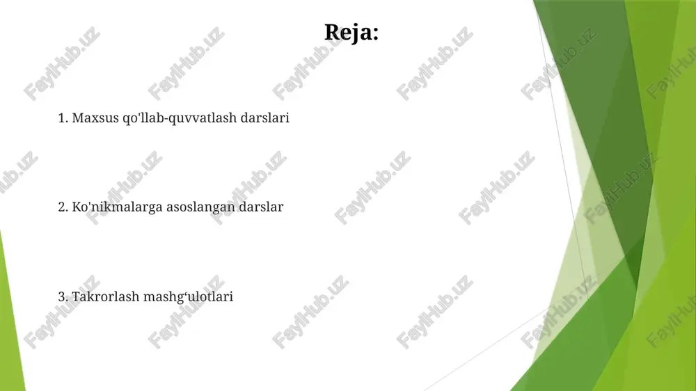 cha aws, asme sertifikatlari bilan malaka oshirish; aqshning 5 yirik shahrida 6 haftalik moliyaviy savodxonlik (byudjet, investitsiya, qarzlarni boshqarish) kurslari; yiliga 100 dan ortiq talaba qamrab olinadi. intensiv aralashuvlar tuzatish darslari, ko'pincha 2 yoki 3-darajali aralashuvlarning bir qismi bo'lib, xulq-atvor yoki o'quv muammolariga qaratiladi onlayn ta'lim platformalari tuzuvchi o'qish interventsiyalari (lexia learning, reading horizons) onlayn platformalardan foydalanib, fonologik xabardorlik, o'qish tezligi va tushunishga qaratilgan. konkret tuzatish darslari turlari: fonetika asosidagi, o'qish tezligini oshirishga qaratilgan, tushunish strategiyasi matematika yordam dasturlari (masalan, ixl, khan academy matematik bo'limi) turli xil tuzatish darslarini o'z ichiga oladi: maqsadli mashqlar (kasrlar, algebra, geometriya); individual talaba ehtiyojlariga moslashtirilgan o'quv yo'llari; o'yin asosidagi o'qitish mentorlik dasturlari jazoniy dasturlar: g'azabni boshqarish (20-40 ishtirokchi), giyohvandlikka qarshi davolash (individual/guruh; 12 qadamli dasturlar, kognitiv-xulq terapiyasi), savodxonlik/ged dasturlari (10-25 talaba), kasb-hunar ta'limi (masalan, duradgorlik, payvandlash). teksas, kaliforniya, nyu-york shtatlari va chikago, detroyt, filadelfiya shaharlaridagi qamoqxonalarda o'tkaziladi o'quv mashg'ulotlari gramatika va kompozitsiya kursi: guruh …