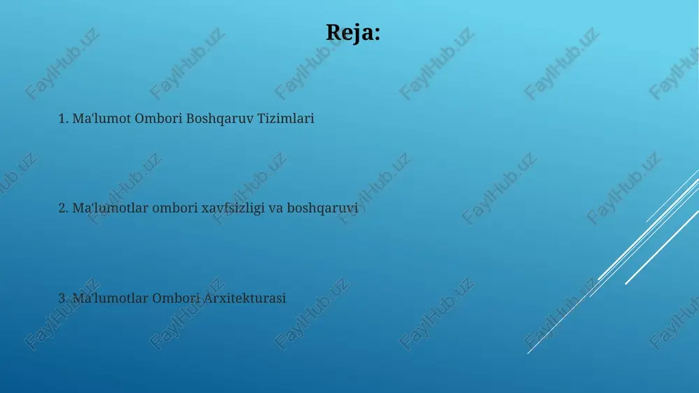 lash, uchinchi tomon tizimlari) gdpr va ccpa kabi qonunlarga rioya etilishini ta'minlaydi. ma'lumotlar sifati qoidalari va metama'lumotlarni boshqarish asosiy ahamiyatga ega. muvofiqlik ma'lumotlar kelib chiqishini kuzatishni (kelib chiqishini), 5 ma'lumot markazida turli yurisdiksiyalarda sezgir shaxsiy ma'lumotlarni (ism-shariflar, manzillar, moliyaviy ma'lumotlar) niqoblashni talab qiladi, bu 2000 dan ortiq foydalanuvchi va 100 terabayt ma'lumotlarni saqlashga ta'sir qiladi etl jarayonlari va vositalari ma'lumot omborlari (mo), masalan, snowflake, amazon redshift, google bigquery, samarali so'rovlar uchun o'lchovli modellashtirishdan (yulduz sxemasi, qor parchası sxemasi) foydalanadi ish faoliyatini sozlash va optimallashtirish ma'lumot omborlarida performansni sozlash so'rov bajarilish rejalari (indekslash, bo'lish va moddiylashtirilgan ko'rinishlar kabi usullar yordamida) optimallashtirish orqali so'rovga javob vaqtini qisqartirishni o'z ichiga oladi ma'lumot omborlari boshqaruv tizimlari ma'lumotlarni boshqarish, kirishni nazorat qilish, xavfsizlik va metama'lumotlarni boshqarish kabi vazifalarni bajaradi. ular ma'lumotlar sifatini monitoring qilish, tozalash va o'zgartirish vositalarini taqdim etadi ma'lumotlarni modellashtirish usullari ma'lumot ombori arxitekturalari (3-qatlamli, n-qatlamli) operatsion ma'lumotlar bazalaridan (mysql, postgresql) ma'lumotlarni chiqarish, …