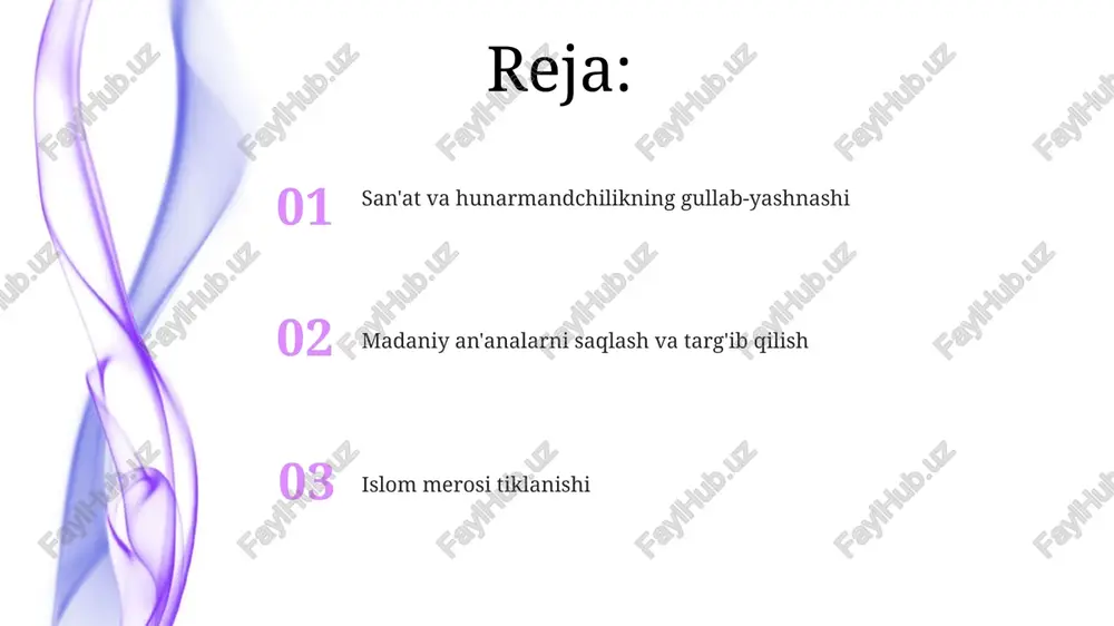 halliy urf-odatlarga (folklor, shashmaqom musiqasi, kiyim-kechak) ta'sir ko'rsatdi. madaniyatni saqlashga (150+ muzey va yunasko merosi obidalar - samarqand, buxoro) yillik 1 mlrd globalizatsiya o'zbekiston madaniy o'zligini murakkab ta'sirga uchratdi: yillik 2 mln.dan ortiq sayyohlar mahalliy hunarmandchilikni (gilam to'qish, kulolchilik) jahon bozoriga chiqardi, lekin raqobatdosh global brendlarni ham olib kirdi, toshkent va xiva kabi shaharlardagi an'anaviy hunarmandlar hayotini qiyinlashtirdi din konservatizmining va global islom ta'sirlari (vahhobiylik, salafiylik)ning kuchayishi bilan o'zbekistondagi (90%+ musulmon aholisi) islom talqinlariga ta'sir ko'rsatib, ma'naviy manzara o'zgardi qadimgi merosimizni saqlash qadimgi ipak yo'li shaharlari qayta tiklandi: 100 dan ortiq masjid, madrasa (masalan, buxorodagi mir-i-arab madrasasi) va maqbaralar 500 dan ortiq malakali hunarmandlar tomonidan an'anaviy usullar yordamida sinchkovlik bilan ta'mirlandi, bu madaniy uzluksizlikni ta'minladi o'zbekiston, 1991-yildan keyin mustaqillikdan so'ng, samarqand registon maydoni, buxoro poy kalyan majmuasi va xiva ichon qal'asi kabi 2000 dan ortiq tarixiy yodgorliklarni muhim tiklash ishlarini amalga oshirdi, bu madaniy turizmni rivojlantirdi va yaimning 15% ini …