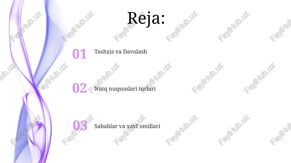 n aziyat chekayotganlar (aqshda 70,000+ bolani ta'sir qiladi) uchun nutq hosil qiluvchi qurilmalar (sgd) va rasm almashinuvi tizimlari (pecs) kabi qo'shimcha va alternativ kommunikatsiya (qak) vositalari muloqotni sezilarli darajada yaxshilaydi ovozni tan olish dasturlari va ilovalari (masalan, dragon naturallyspeaking) hamda real vaqtda subtitrlash tizimlari kabi texnologik yutuqlar disartriya (insultdan keyingi holatlar) va serebral falaj (harakatni buzuvchi nevrologik kasallik) kabi nutq nuqsonlari bor shaxslar uchun muloqot imkoniyatlarini oshirmoqda davolash va terapiya usullari jarrohlik aralashuvlar kamroq uchraydi, lekin tuzilmaviy sabablarni (masalan, artikulyatsiyaga ta'sir qiluvchi tanglay yorilishi operatsiyasi yoki funksiyaga ta'sir qiluvchi og'iz o'smalarini olib tashlash) bartaraf etishi mumkin nutq nuqsonlari turlari og'zaki nutq buzilishi: nutq oqimining uzilishi bilan tavsiflanadi, tezlik, ritm va silliqlikka ta'sir qiladi. buxta (80% 5 yoshgacha boshlanadi; erkaklarda ko'proq uchraydi) takrorlashlar, cho'zilish va to'siqlarni o'z ichiga oladi. chaqqon nutq tez, notekis nutq, tashlab ketishlar va xatolar bilan tavsiflanadi nutq nuqsonlari: tovushlarni to'g'ri talaffuz qilishdagi qiyinchiliklar (masalan, almashtirish, o'tkazib yuborish, …