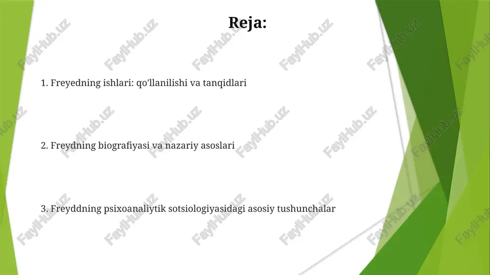 yondashuvlarni (masalan, ptsd davolashda emdr) va tizimli o'zgarishlarni (masalan, hindiston kabi rivojlanayotgan mamlakatlarda bolalarni himoya qilish qonunlarini mustahkamlash) qo'shish zarurligini ta'kidlaydi yaqin munosabatlardagi (oila, hokimiyat vakillari) xiyonat travmasi shaxs va jamoa identifikatsiyasini chuqur o'zgartiradi freydning psixoanaliitik sotsiologiyasi, xoinlik travmasi nazariyasiga (xtn) urg'u berib, patriarxal tizimlar, 19-asr aqshdagi bolalarga nisbatan zo'ravonlik darajasi (e ijtimoiy hodisalarga psixoanalitic talqinlar freydning psixoanalitic sosiologiyasi milliyatchilik (masalan, birinchi jahon urushidan oldingi nemis milliyatchiligi, guruh xulq-atvoriga va zo'ravonlikka ta'siri) kabi ijtimoiy hodisalarning ongsiz o'lchamlarini o'rganadi, guruh psixologiyasi va ijtimoiy tartibni saqlashda bostirishning rolini tahlil qiladi holatlarni tahlil qilish (masalan, tarixiy voqealar, ommaviy harakatlar kabi ijtimoiy tendentsiyalar va adabiyot, sanʼat kabi madaniy mahsulotlar) ijtimoiy harakatlarni boshqaradigan yashirin tashvishlar va istaklarni yoritadi freyd va boshqalarning qo'llagan freydning psixoanalitic nazariyasi ijtimoiy tuzilmalarni (masalan, oilaviy munosabatlar, 19-asr viennasidagi hokimiyat tuzilmalari va ijtimoiy normalarga ta'siri) tahlil qilib, ijtimoiy xulq-atvorlarni boshqaradigan ongsiz motivlarni ochib beradi. psixososial sotsiologiyaning kelajak yo'nalishlari psixososial tadqiqotlar freydning psixoanaliytik …