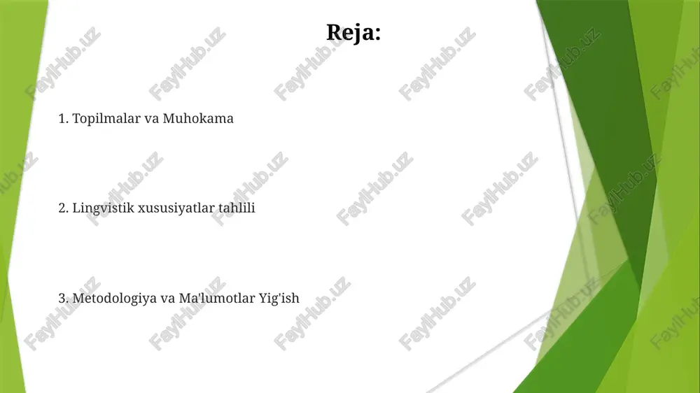 a nvivo, atlas topilmalar va muhokama 50 inshoning (har bir hududdan 10 ta, jins bo'yicha qatlamlashtirilgan) sifat tahlili shahar yozuvlarida ko'pgina so'zlashuv uslublarining (har bir inshoda 15 ta) qo'llanilishini, shahar atrofi namunalarida esa har bir inshoda 5 ta va qishloq namunalarida 2 taga to'g'ri kelishini aniqladi flesh-kincaid testi bo'yicha o'rtacha o'qish darajasi 12,5 (shahar), 10,2 (shahar atrofi) va 8,7 (qishloq) ni tashkil etdi, bu yozuv murakkabligining shahardan qishloqqa qarab pasayishini ko'rsatadi aqshning uchta maktabidan (shahar, shahar atrofi, qishloq) 250 talabaning insholarini tahlil qilish lug'at boyligi (o'rtacha: shahar 1250 so'z, shahar atrofi 900, qishloq 750) va gap murakkabligi (shahar: 22 bo'lak/insho; shahar atrofi 17; qishloq 12) bo'yicha sezilarli farqlarni aniqladi e'tiboringiz uchun rahmat @taqdimot_robot