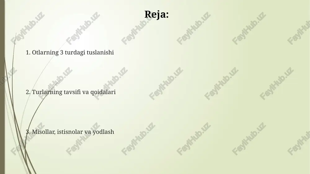umkin; ko'plikda esa ba'zan -i yoki -i qo'shimchalari qo'shiladi. 2-turdagi otlar odatda undosh bilan tugaydi va erkak jinsga tegishli bo'ladi; ularning tuslanishi jonsiz yoki jonli ekanligiga qarab, rod ko'rsatkichlariga bog'liq holda farqlanadi. 3-turdagi otlar asosan ayol jinsga mansub bo'lib, - (yumshoq belgi) bilan tugaydi; ularning tuslanishi boshqa turdagi otlarga nisbatan farq qiladi va diqqat bilan yodlashni talab etadi. istisnolar va o'ziga xosliklar ii turdagi otlar orasida, ba'zi bir 'father', 'mother' kabi qarindoshlik atamalari 'genitive'da o'ziga xos qisqartirilgan shakllarga ega bo'lishi mumkin, bu o'ziga xoslikdir. ba'zi i turga mansub otlar 'accusative'da jonli otlar uchun 'ni' qo'shimchasini oladi, lekin jonli bo'lmaganlar uchun olmasligi mumkin, 1-turga xos istisno hisoblanadi. iii turdagi otlarning ko'pchiligi unlilar bilan tugasa-da, ba'zi undosh bilan tugaydigan otlar mavjud, ularning tuslanishida 3-tur qoidalariga mos kelmaslik xavfi bor. lug'at yodlash tavsiyalari intervalli takrorlash dasturidan foydalaning: anki kabi dasturlar sizga 5 ta ot turini kerakli vaqtda takrorlashga yordam beradi. dastur sizning javoblaringizga …