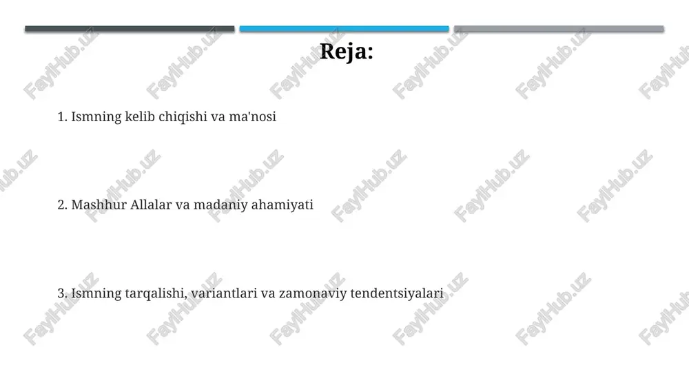 hhur boʻlgan, ayniqsa 1950-1980-yillarda, bu davrda qizlarga koʻp qoʻyilgan va ommaviylashgan. ismning qisqartirilgan variantlari bor, masalan, alya, allochka, alusik kabi shakllar uchraydi, bu variantlar kundalik muloqotda ishlatilishi mumkin. turli tillarda alla ismining variatsiyalari deyarli mavjud emas, ammo familiyalar va patronimlar yasalishida uning asosiy shakli saqlanib qoladi. afsonalar va hikoyalar rivoyatlarga ko'ra, alla ismli ayol 40 ta qaroqchini aldab, o'z qishlog'ini ularning hujumidan saqlab qolgan, bu uning aql-idroki va jasoratidan dalolat beradi. alla ismli afsonaviy qahramon, 7 ta daryoni kechib o'tib, o'z yurtini 12 yillik qurg'oqchilikdan qutqaradi, uning matonati va qat'iyati namuna sifatida tilga olinadi. qadim zamonlarda alla ismli ma'buda mavjud bo'lgan, u hosildorlik va mo'l-ko'llik timsoli hisoblangan, unga atab 3 kunlik bayramlar o'tkazilgan. zamonaviy tendentsiyalar alla ismining mashhurligi 15-25 yoshdagi ota-onalar orasida ortib bormoqda, ular orasida bu nomning 'retro' jozibadorligi 40% gacha baholanmoqda. 2024-yilda alla ismini tanlashda soddalikka intilish tendensiyasi kuzatilmoqda, bu nomning qisqa va aniq shakllari 60% hollarda afzal …