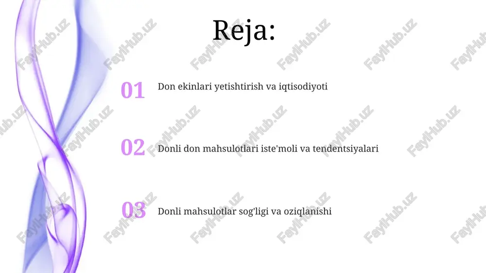laydi, ularning ozuqaviy tarkibi nav va qayta ishlashga bog'liq hayvonlar ozuqasida don mahsulotlari don chorva mollari ozuqasining (60-80%) asosiy qismini tashkil etadigan don mahsulotlari (makkajo'xori, arpa, suli, bug'doy) jahon miqyosida (shimoliy amerika, yevropa, osiyo) hayvonlar uchun energiya manbai bo'lib xizmat qiladi don va parranda ozuqasidagi don mahsulotlari miqdori (masalan, parranda ozuqasida 50% makkajoʻxori, choʻchqa ozuqasida 30% bugʻdoy) hayvon turining (qaytaruvchi va qaytarmas oshqozonlilar), yoshi va mahsulot maqsadlariga (goʻsht, sut, tuxum) qarab farq qiladi har xil madaniyatlarda don mahsulotlari mesoamerikada makkajo'xori (zea mays) asosiy ekin bo'lib, taxminan 9000 yil avval meksikada yetishtirilganligi haqida dalillar mavjud qadimgi misr: ularning asosiy oziq-ovqati ikki donli bug'doy (triticum dicoccum) bo'lib, nil vodiysida yiliga taxminan 15 million tonna hosil bergan. non, bo'tqalar (zamonaviy jo'xori uni bo'tqasiga o'xshash) va pivo keng tarqalgan edi. dehqonchilik asvondan delta hududigacha cho'zilgan. nonushta don mahsulotlari: jahon bozori barqaror don mahsulotlari argentina pampasida gps va sensorlardan foydalangan aniq qishloq xo'jaligi (o'g'itni optimal …