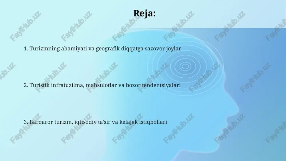 va bozor segmentlari avstraliya o'zining suv sporti mahsulotlari, jumladan, sayyoradagi eng katta marjon rif tizimi bo'lgan buyuk to'siq rifida sho'ng'in va snorkeling bilan mashhur. bozor segmentlari talabiga ko'ra: xalqaro sayyohlar, ichki sayyohlar, yosh sayyohlar (18-35 yosh), oilaviy sayyohlar va nafaqaxo'rlar kabi keng qamrovli turlarga bo'linadi. avstraliyada 20 dan ortiq noyob sayyohlik tajribasi taklif etiladi. ularning orasida aborigen madaniyati turlari, cho'l sarguzashtlari va sidney opera teatriga tashriflar mashhur. barqaror turizm va ekoturizm ekoturizm tashkilotlari mahalliy aborigen jamoalar bilan hamkorlik qilib, madaniy merosni asrash va barqaror amaliyotlar orqali iqtisodiy imkoniyatlarni ta'minlashga yordam beradi. avstraliyada barqaror turizm 2030-yilga borib chiqindilarni kamaytirish, energiya samaradorligini oshirish va suv resurslarini muhofaza qilish orqali ekologik izni kamaytirishni maqsad qilgan. avstraliya ekoturizmining 50 foizdan ortig'i qo'riqlanadigan hududlarda amalga oshiriladi, bu biologik xilma-xillikni himoya qilish va tabiiy resurslardan mas'uliyatli foydalanishni ta'minlashda muhim rol o'ynaydi. siyosat, boshqaruv va visa siyosati turizm avstraliya hukumatining transport va infratuzilma vazirligi tomonidan nazorat qilinadi, …