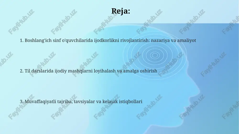 n foydalanish, bu orqali o'quvchilar 3 yoki undan ortiq kishi bilan guruhlarda ishlash, maqsadga erishish va yangi g'oyalar yaratish imkoniyatini beradi. til darslarida ijodkorlikni o'rgatish mashqlari til darslarida "5 ta sezgi hikoyasi" kabi mashqlar orqali ijodkorlikni rivojlantirish mumkin, bunda o'quvchilar 5 ta sezgi (ko'rish, eshitish, hid, ta'm, teginish) orqali his qilganlarini yozadilar. "hikoya kubi" mashqlari 9 ta tasvirdan foydalanib, yangi hikoyalar yaratishga yordam beradi. bu, ayniqsa, 1-4-sinf o'quvchilari uchun hikoya tuzishning qiziqarli usuli hisoblanadi. ijodiy yozish mashqlari, masalan "6 ta so'zli hikoya" challenge, o'quvchilarni qisqa va ta'sirchan hikoyalar yaratishga undaydi, bu til boyligini 2 barobar oshiradi. mashq turlari: yozish orqali ijodkorlik hikoyalar yozishda 3 ta asosiy usul qo'llaniladi: erkin yozish, tuzilmali yozish va qo'shma yozish. birinchi usulda o'quvchilar 15 daqiqa davomida to'xtovsiz yozadi. ijodiy yozish mashqlari 5 asosiy elementni (g'oya, tashkil etish, ovoz, so'z tanlash, sintaksis) o'z ichiga oladi, ular orqali o'quvchilar 10 daqiqada she'rlar yaratishi mumkin. kundalik yuritish orqali …