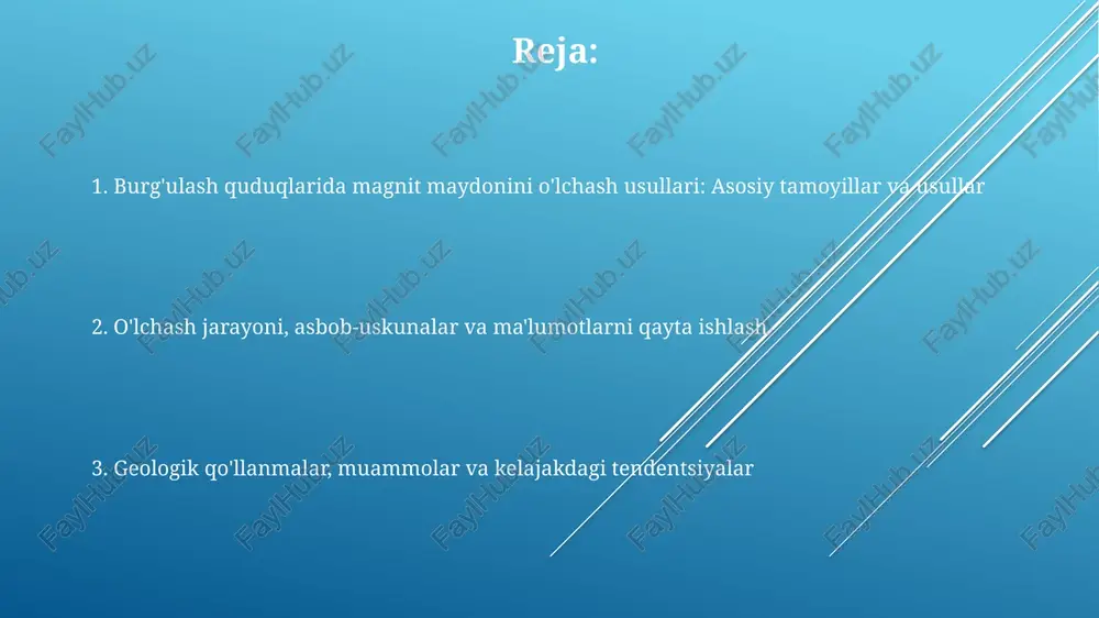 ladi, bu aniqlikni ta'minlash uchun ma'lumotlarni qayta ishlashda tuzatiladi. asbobning magnit yo'nalishini aniqlash uchun kalibrlash yuqori aniqlikdagi, nolga yaqin 3d magnit maydoni kamerasida amalga oshiriladi va burilish burchaklari hisoblanadi. ma'lumotlarni qayta ishlash va talqin qilish burehol magnit ma'lumotlarini qayta ishlash gradientlarni hisoblashni o'z ichiga oladi. masalan, 0.1 nt/m aniqlikdagi gradientlar anomaliyalarning chuqurligini baholashda yordam beradi. ma'lumotlarni talqin qilish magnit maydon xaritalarini yaratishni o'z ichiga oladi. ushbu xaritalar, odatda, 1:10000 masshtabda geologik tuzilmalarni vizual tarzda namoyish etadi. filtrlash usullari ma'lumotlardagi shovqinni kamaytiradi. masalan, 3 hz dan yuqori chastotali shovqinni olib tashlash signallarning aniqligini oshiradi. aniqllik va aniqlik darajasi aniqlik darajasi o'lchovlarning takrorlanuvchanligini ko'rsatadi va odatda 0.1° dan 1° gacha bo'lgan burchak aniqligi bilan ifodalanadi. borehole magnit maydon o'lchovlarining aniqligi odatda ±1 dan ±10 nt gacha bo'ladi, bu sensorning turi va kalibrlash usullariga bog'liq. harorat driftingi va mexanik tebranishlar aniqlikka ta'sir qilishi mumkin; shuning uchun, har xil sozlashlar uchun aniqlik ko'rsatkichlari o'zgaradi. …