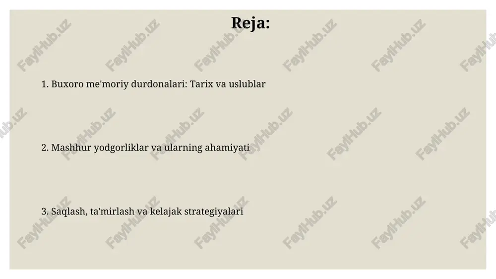 narmandchilik, mehmonxona biznesi va transport kabi sohalarda 20% gacha oʻsish kuzatildi. kelajak uchun saqlash strategiyalari yodgorliklarni saqlash uchun davlat-xususiy sheriklikni rivojlantirish, investitsiyalarni jalb qilish va restavratsiya loyihalarini moliyalashtirish uchun 2024-2030 yillarda 5 million aqsh dollari ajratish kerak. iqlim o'zgarishining ta'sirini baholash va himoya qilish uchun tuproqni mustahkamlash, drenaj tizimlarini yaxshilash va suv toshqini xavfini kamaytirish uchun 3 yillik kompleks dastur ishlab chiqish zarur. e'tiboringiz uchun rahmat image3.jpg image4.jpg image5.jpg image6.jpg image7.jpg image8.jpg