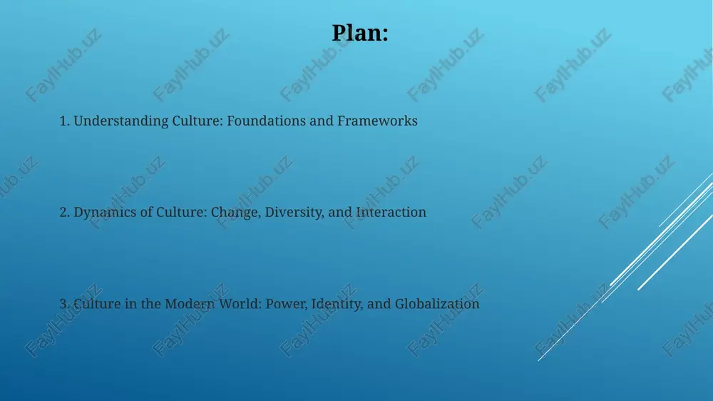 oups can perpetuate inequality, exhibiting power's impact on societal values. cultural change and transmission: evolution and inheritance cultural transmission involves enculturation, learning one's own culture, and acculturation, adapting to a new one; these processes rely on 10,000+ years of evolving communication methods. cultural change, influenced by innovation (e.g., the printing press in 1440) and diffusion, can happen gradually over centuries or rapidly due to globalization's impact. navigating cultural differences: ethnocentrism, relativism, and communication ethnocentrism, judging other cultures by one's own (value 1), can hinder intercultural communication, leading to misunderstandings or biases. cultural relativism (value 2) attempts understanding cultures on their own terms. effective intercultural communication (value 3) necessitates recognizing both ethnocentrism and cultural relativism, promoting empathy, active listening skills, and awareness of diverse cultural norms. culture in the modern world: globalization, diversity, and identity globalization intensifies cultural exchange, blending traditions, creating hybrid forms, and sometimes leading to the homogenization of …