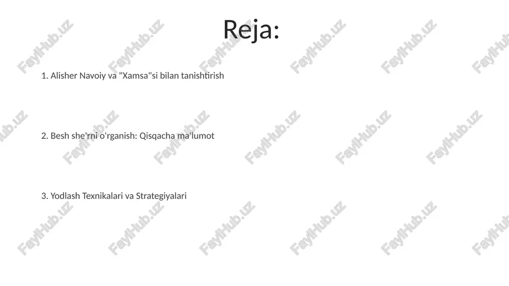 yt yodlash chuqur o'rganishni talab qiladi; taxminan 25 bayt. har xil nashr va tarjimalarda baytlar turlicha. asosiy mavzularda (masalan, otalik muhabbati, taqdir, urushning shafqatsizligi) 250 dan ortiq baytlar takrorlanadi. dramaviy lahzalarni (masalan, sohrabning o'limi, rustamning qayg'usi) aks ettiruvchi baytlarga e'tibor qaratishni tavsiya qilamiz. tanlangan 25 misraning ohangini, qofiyasini va tasvirlarini (masalan, sher, daryo metaforalari) tahlil qilish tushunish va yodlashni yaxshilaydi. aniq tarjima va kontekstual ma’lumotlar uchun ilmiy manbalarga murojaat qiling. layli va majnun she'rlari navoiy xamsa'sidan (layli majnun, farhod shirin, haft paykar, sab'aiy va rustam sohrabdan) taxminan 25 bayt (50 misra) yod oling. navoiy xamsa'sidagi (besh she'rlik dostoni) farhod va shirin, layli va majnun she'rlarida aks etgan layli va majnunning fojiali muhabbati, 15-asr hirotidagi forsiy adabiy an'analarini namoyon etadi. 25 misrani o'zlashtirish uchun chag'atoy tili, fors she'riyatining klassik shakllari va navoiyning boy tasvirlari hamda istinodlarini tushunish, toshkent yoki istanbulda chop etilgan tanqidiy nashrlardan foydalanish zarur. yetti sayyora baytlari navoiyning "xamsa"si …