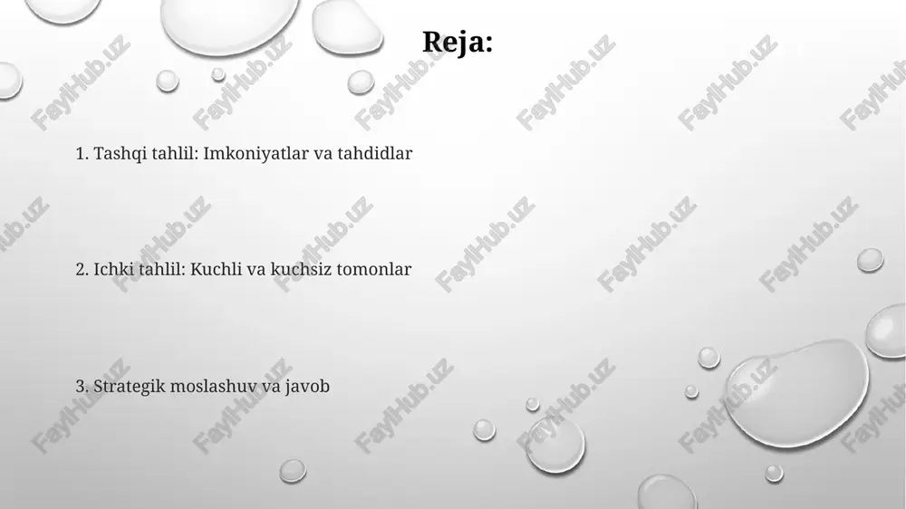 (10 million dollar byudjet, 5% roi maqsadi), inson kapitali (150 xodim, 30% phd, asosan london va nyu-yorkda joylashgan), texnologik aktivlar (sap dasturiy ta'minoti, 100 server, 5g tarmoq ulanishi). tashqi muhit: bozor tahlili (20% bozor ulushi, 5 ta asosiy raqobatchilar, osiyo-tinch okeani mintaqasida talabning o'sishi), tartibga solish muhiti (gdpr, hipaa, iso 9001 ga muvofiqlik), raqobat bosimi (narx urushlari, texnologik taraqqiyot, mijozlarning afzalliklarining o'zgarishi). manovlar xaritasi x mintaqadagi xodimlar, investorlar, mijozlar va davlat regulyatorlari kabi asosiy ishtirokchilarni aniqlash, mendelow matritsasi kabi vositalar yordamida ularning ta'siri/qiziqishini (yuqori/past) tasniflash va y bo'limning 2024 yil 1-choragi tashabbuslari uchun strategik rejalashtirishni ta'minlash. ichki tahlil: kssu xyz123, 500 muhandisdan iborat malakali kadrlar) va kamchiliklar (15% yuqori kadr almashinuvi, yiliga 2 million dollarlik eskirgan ishlab chiqarish uskunalari, osiyoda zaif brend tanolishi). bozor tendentsiyalari 2023 yil 3-choragi bozor tahlili ko'rsatdiki, z avlodining faolligi tufayli onlayn chakana savdo (amazon, shopify) 15% o'sgan, biroq aqshning g'arbiy mintaqasida an'anaviy do'konlar (walmart, target) …