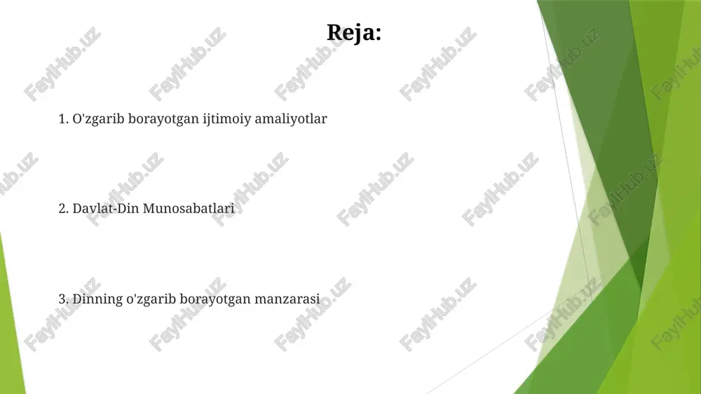 on muftiyati, rus pravoslav cherkovi va farg'ona vodiysidagi, qoraqalpog'istondagi boshqa din rahbarlari bilan hamkorlik orqali dinlarga bag'rikenglik kuchaygan. lekin, ro'yxatdan o'tmagan, ayniqsa ekstremist deb hisoblangan diniy guruhlar cheklovlarga duch kelmoqda taraqqiyotga qaramay, muammolar saqlanib qolmoqda. namangan va andijonda, ayniqsa, ro'yxatdan o'tmagan guruhlar uchun, missionerlik faoliyatiga cheklovlar davom etmoqda islomning jamoat hayatidagi roli sufiylik an'analarining qayta tiklanishi, salafizm ta'sirlari, hukumat siyosati, turkiya, saudiya arabistoni va misrdan kelayotgan islom olimlarining ta'siri buxoro va xivadagi diniy muhokamalarga ta'sir qilmoqda. sufiylik tariqatlari va ularning ta'siri sovetdan keyingi davrda naqshbandiya, qodiriya va kubraviya tariqatlari qayta tiklandi; masjidlarda 500 dan ortiq norasmiy majlislar o'tkazildi; hukumatning noaniq pozitsiyasi farg'ona vodiysining va qoraqalpog'istonning ma'naviy manzarasiga ta'sir ko'rsatib, ham bosish, ham bag'rikenglikka olib keldi. sufi ziyoratlarining (masalan, buxoro shahridagi bahauddin naqshband maqbarasi) oshishi; diniy turizm va iqtisodiyotga ta'siri; ta'sir uchun tariqatlar o'rtasidagi raqobat, xorazm va qashqadaryo kabi hududlarda ijtimoiy uyg'unlikka ta'siri, aholining 20-30% ga ta'siri. din ta'limi o'zbekistondagi diniy …