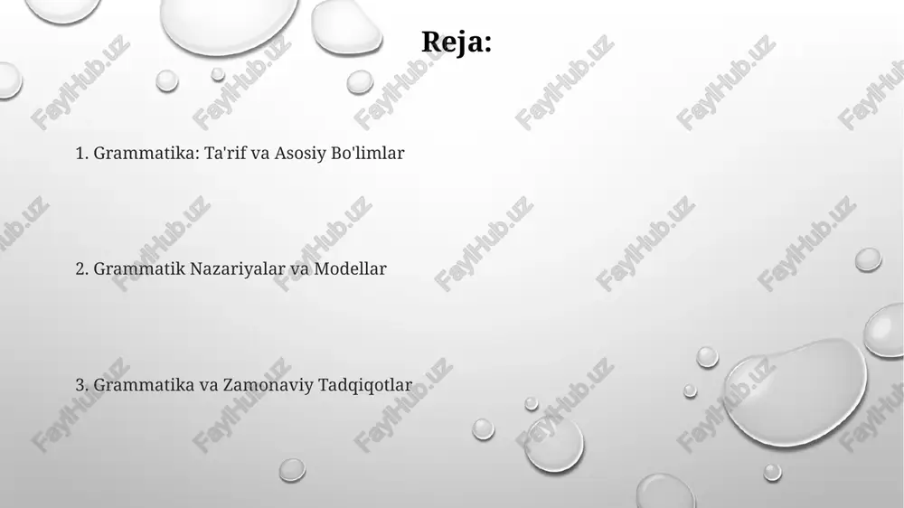 tilgan. grammatika va tilshunoslikning boshqa sohalari semantika grammatika bilan chambarchas bog'liq bo'lib, gap ma'nosini, jumladan, 10 dan ortiq ma'no turini shakllantirishda grammatik tuzilmalarning roli muhim ahamiyatga ega. pragmatika grammatika bilan birgalikda nutqning kontekstual ma'nosini tushuntiradi, bunda 5 ta asosiy pragmatik tamoyil grammatik qurilish bilan qanday bog'liqligini ko'rsatadi. psixolingvistika grammatikaning miyada 7 xil usulda qanday qayta ishlanishini o'rganadi, shu jumladan, grammatik qoidalar qanday o'rganilishi va qo'llanilishini tadqiq etadi. amaliy grammatika amaliy grammatika 60-yillarda mashhur bo'lgan vaziyatli til ta'limida, nutqiy faoliyatning 75% ini tahlil qilishga qaratilgan. amaliy grammatika talabalarga til qoidalarini real vaziyatlarda, masalan, yozishda 80% aniqlikka erishish kabi, qo'llashga yordam beradi. amaliy grammatika ko'pincha chet tillarni o'qitishda 90% samaradorlik bilan qo'llaniladi va xatolarni kamaytirishga yordam beradi. grammatik buzilishlar va tadqiqotlar grammatik tadqiqotlar miya faoliyatini o'rganish orqali amalga oshiriladi, eeg va fmri usullari yordamida miyaning wernicke hududidagi 65% faollik grammatik jarayonlar bilan bog'liq. grammatik buzilishlar afaziyalarda namoyon bo'ladi, masalan, broka afaziyasida gap …