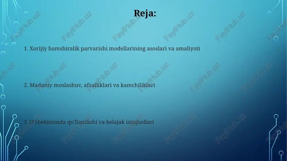hamshiralarning etarli malakaga ega bo'lmasligi va qo'llash jarayonida 20-30% xatoliklar kuzatilishi mumkin. ta'lim, sertifikatsiya va etik muammolar sertifikatsiya jarayonlari ko'pincha 12 oylik klinik amaliyot va akkreditatsiyalangan tashkilot tomonidan imtihondan o'tishni talab qiladi, bu esa davlatlar o'rtasida qiyinchiliklarni keltirib chiqarishi mumkin. etik muammolar bemorlarning avtonomiyasini hurmat qilish, shaxsiy ma'lumotlarni himoya qilish va resurslarni adolatli taqsimlashni o'z ichiga oladi, bu esa 200 dan ortiq turli xil kodekslarda aks etgan. global standartlar va kelajak istiqbollari global standartlar jahon sog'liqni saqlash tashkiloti (jsst) tomonidan belgilanadi, ular sog'liqni saqlash sifatini oshirish va bemor xavfsizligini ta'minlash uchun 10 ta asosiy yo'nalishni o'z ichiga oladi. kelajakda texnologiyalar, masalan, sun'iy intellekt (si) va tele-tibbiyot, hamshiralik ishini o'zgartiradi. bu orqali 2030 yilga borib diagnostika va monitoring yaxshilanadi, resurslar optimallashtiriladi. xulosa va muhokama xulosa shuni ko'rsatadiki, xorijiy modellar 10-15% bemor ehtiyojlarini qondirishda ustunlikka ega, lekin madaniy moslashuv zarur. muhokama davomida, o'zbekistonda ushbu modellarni joriy etishda 2 ta asosiy qiyinchilik - …