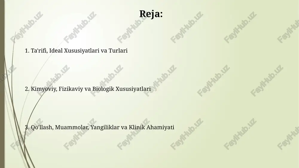 anilishi mumkin; bu vosita ildiz kanalining apikal qismiga 1-2 mm yetmasdan sekin aylanadi va sealerning devorlarga yaxshi yoyilishini ta'minlaydi. gutta-percha konusini sealerga botirib, so'ngra ildiz kanaliga joylashtirish orqali qo'llaniladi; bu usul lateral kondensatsiya yoki yagona konus texnikasida optimal sealer qoplamasini beradi. afzalliklari va kamchiliklari ba'zi sementli plomba moddalarining afzalligi ularning 5-7 kun ichida qattiqlashishi bo'lib, bu esa jarayonni tezlashtiradi, ammo qisqarish darajasi 2-3% gacha bo'lishi mumkin, bu esa mikro oqish xavfini oshiradi. polimer plomba moddalarining afzalligi ularning yuqori bog'lanish kuchi (20-25 mpa) va past eruvchanligi, kamchiligi esa qimmatligi (100-150 ming so'm) va ba'zi bemorlarda allergik reaktsiyalarni keltirib chiqarishi mumkin. muammolar va ularni hal qilish sealerning qisqarishi bo'shliqlarga olib kelishi mumkin, bu esa qayta infektsiyaga olib keladi; buni yuqori o'lchamli barqarorlikka ega materiallardan foydalanish va to'g'ri ixchamlashtirish orqali bartaraf etish mumkin. sealerning eruvchanligi va parchalanishi vaqt o'tishi bilan yomonlashishga olib kelishi mumkin; suvning so'rilishini kamaytiradigan va yaxshi yopilishni ta'minlaydigan materiallarni tanlash …