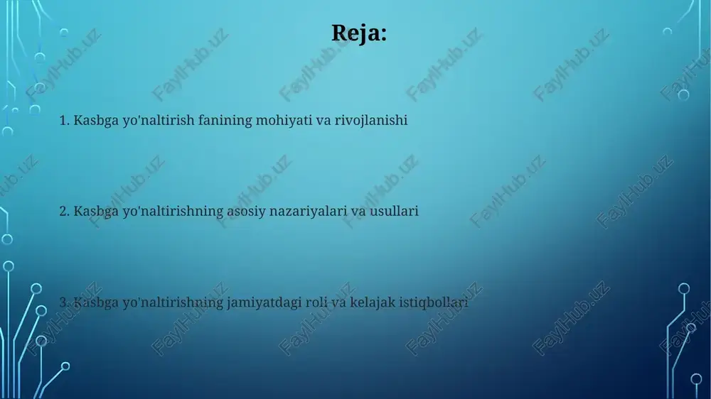 arni (stajirovka, ko'ngillilik) birlashtirgan 360 gradusli yondashuvdan foydalanadilar. kasbga yo'naltirishning axloqiy masalalari va jamiyatdagi roli kasbga yo'naltirishda adolat tamoyili muhim, ya'ni har bir shaxsga, ijtimoiy kelib chiqishi va imkoniyatlaridan qat'i nazar, teng imkoniyatlar taqdim etilishi kerak. bu 14 yoshdan katta yoshdagilarga taalluqli. kasbga yo'naltirish jamiyatda mehnat resurslarini to'g'ri taqsimlashga yordam beradi. bu esa 21-asr iqtisodiyoti uchun muhim omil hisoblanadi, chunki yuqori malakali ishchi kuchi kerak. kasbga yo'naltirish sohasidagi tadqiqotlar kasbga yo'naltirish tadqiqotlari 1950-yillardan boshlab kasbiy rivojlanishning bosqichlari, masalan, donald superning nazariyasi, shaxsiyat va kasb mosligini o'rganishga qaratilgan. zamonaviy tadqiqotlar 'karyera moslashuvchanligi' tushunchasini o'rganib, xodimlarning o'zgaruvchan ish sharoitlariga moslashish qobiliyatini baholaydi. bu 21-asrning asosiy kompetensiyasidir. kasbga yo'naltirishning kelajakdagi istiqbollari kasbga yo'naltirishda sun'iy intellekt (si) yordamida shaxsiy moslikni aniqlashning rivojlanishi, 95% aniqlik bilan, yangi ish o'rinlariga moslashishni osonlashtiradi. virtual reallik (vr) texnologiyalari yordamida 20 dan ortiq kasbni sinovdan o'tkazish imkoniyati paydo bo'ladi, bu esa talabalarning kasb tanlashdagi ishonchini 80% ga oshiradi. e'tiboringiz …