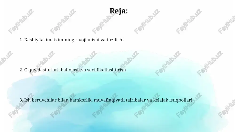 avlat sertifikatidir. fransiyada ish beruvchilar bilan hamkorlik ko'pincha stajirovka dasturlari orqali amalga oshiriladi, bu erda talabalar kompaniyalarda amaliy tajriba orttiradilar, bu esa bandlik ko'nikmalarini oshirishga yordam beradi. baholash va sertifikatlashtirish fransiyada kasbiy ta'limda baholash davlat tomonidan akkreditatsiyalangan organlar tomonidan o'tkaziladi, bu esa o'quvchilarning 1 dan 20 gacha bo'lgan shkala bo'yicha baholanishini ta'minlaydi. kasbiy sertifikatlashtirish rncp (milliy kasbiy sertifikatlashtirish repertuari)ga muvofiq amalga oshiriladi, bu esa 300 dan ortiq kasbiy malakalarni o'z ichiga oladi. baholash usullari amaliy imtihonlar, yozma testlar va stajirovka natijalarini o'z ichiga oladi, bu o'quvchilarning 80 foizdan ko'prog'i kasbiy faoliyatga tayyorligini ko'rsatadi. muvaffaqiyatli tajribalar, kamchiliklar va islohotlar fransiyadagi kasbiy ta'lim tizimidagi kamchiliklardan biri o'quv dasturlarining mehnat bozoridagi tez o'zgarishlarga moslashuvchan emasligidir, bu esa mutaxassislar yetishmasligiga olib keladi. fransiyada kasbiy ta'limning muvaffaqiyatli tajribasi - bu ufa (unités de formation par apprentissage) orqali shogirdlik dasturlarini rivojlantirish bo'lib, 70% ish bilan ta'minlash ko'rsatkichiga erishildi. so'nggi islohotlar kasbiy litseylarni modernizatsiya qilish, masofaviy o'qitishni …