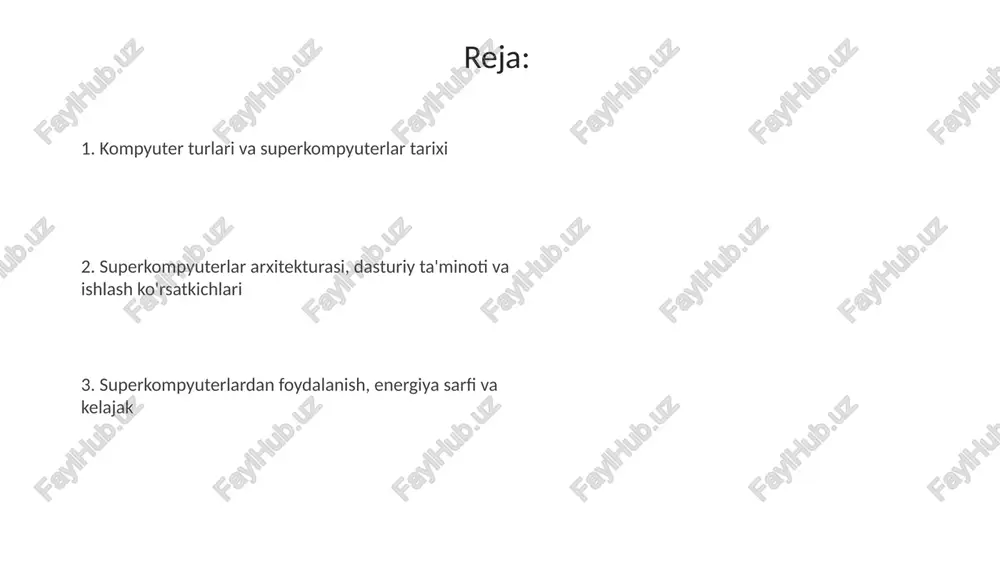 tsiyalarni amalga oshirishda foydalaniladi. energiya sarfi, sovutish va kelajakdagi superkompyuterlar kelajakdagi superkompyuterlar ekzafloplarga (10^18 hisoblash) yo'naltirilgan bo'lib, ular energiyani tejash maqsadida noyob arxitekturalardan, masalan, neyromorfik chiplardan foydalanishi mumkin. superkompyuterlarni sovutish tizimlari 10 mvt quvvat sarfini bartaraf etish uchun suyuqlik bilan sovutish yoki immersion sovutish usullarini qo'llaydi, bu esa an'anaviy havo sovutishdan ancha samaraliroq. kvant kompyuterlari kvant kompyuterlari qubitlardan foydalanadi, ular 0, 1 yoki ikkalasining superpozitsiyasini ifodalashi mumkin, bu esa ularga klassik bitlarga nisbatan eksponensial ravishda ko'proq ma'lumotni saqlash imkonini beradi. kvant algoritmlari, masalan shor algoritmi katta sonlarni faktorlash uchun va grover algoritmi qidiruv tezligini oshirish uchun mo'ljallangan, klassik kompyuterlar uchun qiyin bo'lgan muammolarni hal qila oladi. superkompyuter quvvati va sun'iy intellekt superkompyuterlar yordamida yaratilgan murakkab sun'iy intellekt algoritmlari ilmiy tadqiqotlar, tibbiyot, moliya va muhandislik kabi sohalarda katta muvaffaqiyatlarga erishishga imkon beradi. superkompyuterlar sun'iy intellekt modellarini o'qitish uchun zarur bo'lgan katta hajmdagi ma'lumotlarni qayta ishlash uchun katta hisoblash quvvatini ta'minlaydi, masalan, …