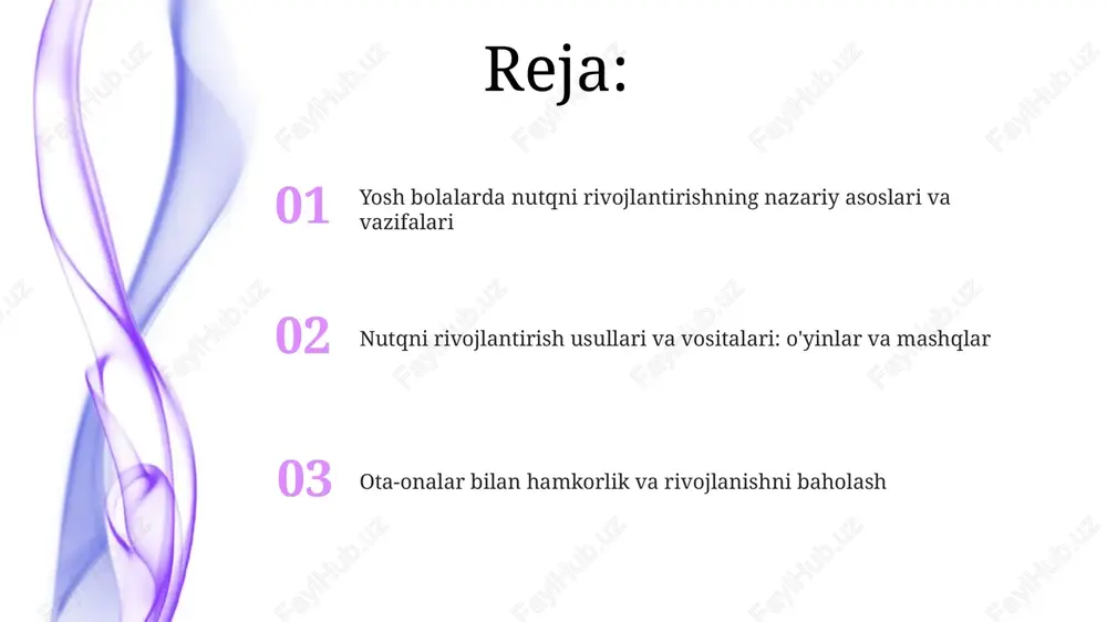 alarda grammatik jihatdan to'g'ri gapirish ko'nikmalarini shakllantirish, ya'ni oddiy 2-3 so'zdan iborat gaplarni tuzish va ularda kelishiklarni to'g'ri qo'llashga o'rgatish asosiy maqsadlardan biridir. nutqni rivojlantirish usullari situatsion-mavzuli suhbat usuli 2-3 yoshdagi bolalarning lug'at boyligini faollashtiradi, kundalik tajribalari asosida 10-15 daqiqa davomida muloqotni rag'batlantiradi. didaktik o'yinlar orqali 'bu nima?', 'kimning ovozi?' kabi mashqlar 3-4 yoshdagi bolalarda 5-7 ta so'zdan iborat oddiy gaplarni shakllantirishga yordam beradi. rasmli hikoyalar usuli 2 yoshdan boshlab qo'llaniladi, bolalarga 3-5 ta rasm asosida qisqa hikoyalar tuzishni o'rgatib, grammatik to'g'ri nutqni rivojlantiradi. nutqni rivojlantirish vositalari o'yinchoqlar, masalan, 10 turdagi hayvon figurasi, bolalarning nutqini rag'batlantirish uchun ajoyib vositadir, ular yangi so'zlarni o'rganish va iboralar tuzishga yordam beradi. nutqni rivojlantirish vositalari orasida rasmli kartochkalar muhim ahamiyatga ega, ulardan 30 tadan ko'prog'i so'z boyligini oshirishga yordam beradi, erta yoshdagi bolalar uchun vizual bog'lanishni ta'minlaydi. bolalar kitoblari, ayniqsa, 5-6 ta oddiy rasmli hikoyalar, nutqni rivojlantirish uchun samarali vosita bo'lib, eshitish va talaffuz …