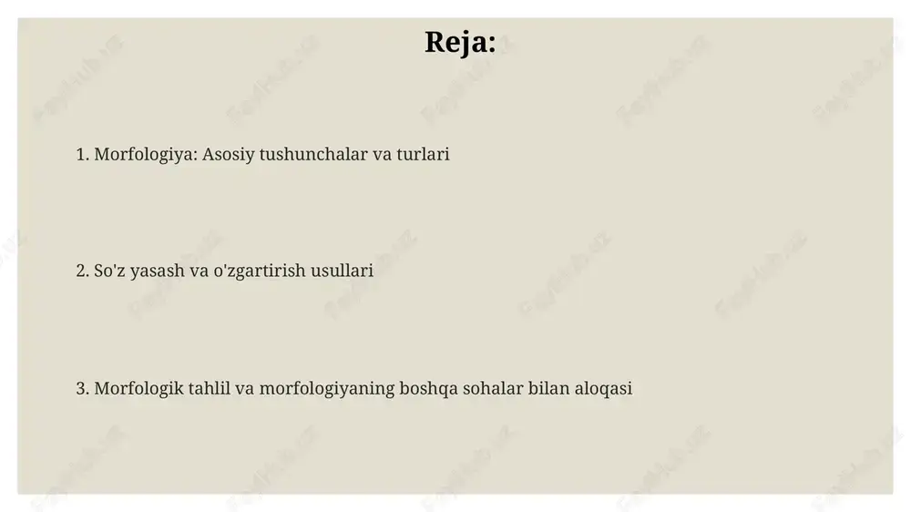 ali yangi soʻzlar hosil qilishni anglatadi. masalan, "-siz" suffiksi orqali "baxtsiz" soʻzi yasalishi. kompozitsiya ikki yoki undan ortiq mustaqil soʻzlarni birlashtirib yangi soʻz yaratishdir. oʻzbek tilida "ish yuritish", "koʻzoynak" kabi qoʻshma soʻzlar mavjud boʻlib, ularning maʼnosi tarkibiy qismlar maʼnosidan kelib chiqadi. soʻz oʻzgarishi soʻz oʻzgarishi soʻzlarning shaklini grammatik maʼnolarni ifodalash uchun oʻzgartirish jarayonidir. misol uchun, son, kelishik, zamon kabi grammatik kategoriyalarni ifodalash uchun qoʻshimchalar qoʻshiladi. affiksatsiya soʻz oʻzgarishining keng tarqalgan usuli boʻlib, unga koʻra soʻz oʻzagiga prefikslar (old qoʻshimchalar) yoki suffikslar (oxirgi qoʻshimchalar) qoʻshish orqali yangi shakllar hosil qilinadi. ichki oʻzgarish (internal modification) soʻz oʻzgarishining bir turi boʻlib, unda soʻzning oʻzagidagi tovushlar oʻzgaradi. masalan, ingliz tilidagi 'sing', 'sang', 'sung' kabi fe’llar bunda oʻzakdagi unli tovush oʻzgaradi. morfologik tahlil so'zlarni morfologik tahlil qilishda flektiv, agglutinativ va izolyatsiya kabi turli morfologik tuzilishdagi tillar uchun mos keladigan 3 xil usullardan foydalanish mumkin. morfologik tahlil so'zni uning tarkibiy qismlariga, ya'ni morfemalarga ajratishni o'z ichiga …