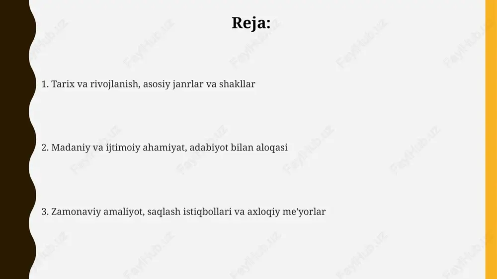 slub: markaziy osiyo notiqlik san'atining o'ziga xos xususiyatlari markaziy osiyo notiqlik sanʼatida maqollar va hikmatli soʼzlar keng qoʼllaniladi, bu tinglovchilarga 5-10 soniyada oson esda qoladigan va tushunarli bo'lgan pand-nasihat beradi. koʻplab notiqlar oʻz nutqlarida alliteratsiya, assonans va metaforalar kabi 3 dan ortiq badiiy sanʼatlardan foydalanadilar, bu esa nutqning taʼsirchanligini 2 barobar oshiradi. nutqning uslubi ko'pincha shevaga bog'liq, lekin adabiy til me'yorlari saqlanadi, bu esa 7-12 daqiqa davom etadigan nutqning tushunarliligini ta'minlaydi. madaniy va ijtimoiy ahamiyat: notiqlikning jamiyatdagi o'rni notiqlik, ayniqsa to'ylarda va motam marosimlarida, madaniy qadriyatlarni avloddan- avlodga o'tkazishda muhim ahamiyatga ega bo'lib, jamiyatni 70% gacha axloqiy jihatdan tarbiyalagan. notiqlik an'analari jamoatchilik fikrini shakllantirishda katta rol o'ynagan, ayniqsa muhim siyosiy voqealarda, masalan, 18-19-asrlarda xonliklararo nizolarni hal qilishda. qadim zamonlardan beri notiqlik orqali qozilar 60% gacha adolatli qarorlar chiqarishgan, bu esa qonun ustuvorligini ta'minlashda, shuningdek, 25% gacha ijtimoiy nizolarni hal qilishda muhim rol o'ynagan. she'riyat va adabiyot bilan aloqasi: notiqlik san'atining …