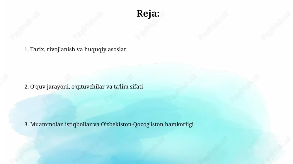 rning 75% dan ortig'i o'zbekiston va qozog'iston oliy o'quv yurtlariga o'qishga kirdi, bu ta'lim sifatining yuqori ko'rsatkichi hisoblanadi. moliyalashtirish manbalari va qo'llab-quvvatlash mexanizmlari qozog'iston tili maktablari uchun moliyalashtirishning asosiy manbalari o'zbekiston davlat byudjeti bo'lib, ta'lim sohasiga ajratilgan mablag'larning bir qismi ushbu maktablarga yo'naltiriladi. qo'llab-quvvatlash mexanizmlari orasida qozog'iston respublikasining o'zbekistondagi elchixonasi va madaniy markazlari muhim rol o'ynaydi, ular metodik yordam va o'quv materiallari bilan ta'minlaydi. muammolar, qiyinchiliklar va yechimlar o'qituvchilarning yetishmasligi asosiy muammo bo'lib, ayniqsa, tajribali va malakali mutaxassislarni jalb qilish qiyin. uy-joy va yuqori maosh taklif qilish orqali bu muammoni hal qilish mumkin. moliyalashtirishning yetarli emasligi o'quv materiallari, zamonaviy texnologiyalar va infratuzilmani yaxshilashga to'sqinlik qiladi. hukumat va xalqaro tashkilotlar bilan hamkorlikni kuchaytirish lozim. o'zbekiston-qozog'iston munosabatlari va kelajak istiqbollari o'zbekiston va qozog'iston strategik sheriklikni chuqurlashtirish uchun 2022-yilda 5 yillik harakat dasturini qabul qildi, bu ta'lim sohasidagi hamkorlikni yanada mustahkamlash imkoniyatini yaratadi. ikki davlat o'rtasidagi savdo aylanmasi 2023- yilda 5 milliard dollardan …