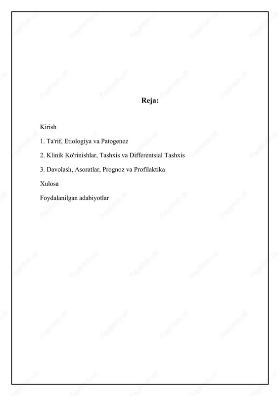 tologik holat. bu holat o'pkaning gaz almashinuvini buzadi va nafas qisishiga, yo'talga va boshqa nafas olish muammolariga olib kelishi mumkin. konsolidatsiyaning klinik belgilari, jumladan, o'pka auskultatsiyasida krepitatsiya (kichik pufakchalarning yorilishi tovushi) eshitilishi, perkussiyada qisqarish (normal o'pkaga nisbatan pastroq, tutuq tovush) va bronxofoniya (normalda eshitilmaydigan ovozning o'tkazuvchanligi) kuzatiladi. radiologik tekshiruvlarda (rentgen yoki kt skanerlash) o'pkaning zichlashgan sohalari aniqlanadi. konsolidatsiyaning sabablari xilma-xil bo'lishi mumkin, ammo eng ko'p tarqalgan sabablaridan biri bu pnevmoniya, ayniqsa krupoz va o'choqli (fokal) pnevmoniyalardir. boshqa sabablarga o'pka shishi, o'pka infarkti, o'pka saratoni va ayrim autoimmun kasalliklar kiradi. konsolidatsiyaning hajmi va joylashuvi sababga bog'liq holda o'zgarishi mumkin. masalan, krupoz pnevmoniyada butun o'pka bo'lagi (loba) konsolidatsiya bo'lishi mumkin, o'choqli pnevmoniyada esa kichik, tarqoq sohalar ta'sirlanadi. konsolidatsiya sindromini tashxislash bemorning klinik ko'rinishi, fizik tekshiruv ma'lumotlari va radiologik tekshiruvlar natijalariga asoslanadi. 📊 konsolidatsiya sindromi: krup va fokal pnevmoniya ushbu jadval pulmonar konsolidatsiya sindromi, krup pnevmoniya (lobar) va fokal pnevmoniyaning ta'riflari, etiologiyasi (sabablari) …