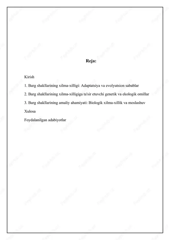 ashgan o'simliklar kichikroq va qalinroq barglarga ega bo'lib, transpiratsiya orqali suv yo'qotishini kamaytiradi. shuningdek, barg yuzasining tuzilishi, masalan, tuklar yoki mum qoplamasi, suvni saqlash va haddan tashqari quyosh nurlaridan himoya qilish uchun muhim rol o'ynaydi. atrof-muhit omillari, jumladan quyosh nuri, suv miqdori, harorat va shamol barg shaklining evolyutsiyasida muhim rol o'ynaydi. misol uchun, yuqori quyosh nuriga ega bo'lgan hududlarda o'simliklar ingichka va bo'lingan barglarga ega bo'lishi mumkin, bu esa quyosh nurlarining haddan tashqari ta'sirini kamaytiradi va bargning sovishini ta'minlaydi. suv tanqisligi sharoitida barglar kichrayishi yoki ignabarg shakliga ega bo'lishi mumkin, bu transpiratsiya orqali suv yo'qotishini minimallashtiradi. shunga ko'ra, shamolli hududlarda o'simliklar yirtilmasligi uchun kichikroq va qattiqroq barglarga ega bo'lishi mumkin. ushbu omillar o'simliklarning evolyutsiyasi davomida barg shaklining o'zgarishiga olib kelgan. barg shakli va fotosintez samaradorligi o'rtasidagi bog'liqlik fotosintez – o'simliklar uchun energiya ishlab chiqarishning asosiy jarayoni bo'lib, barg shakli uning samaradorligiga sezilarli ta'sir ko'rsatadi. barg yuzasining kattaligi va shakli quyosh …