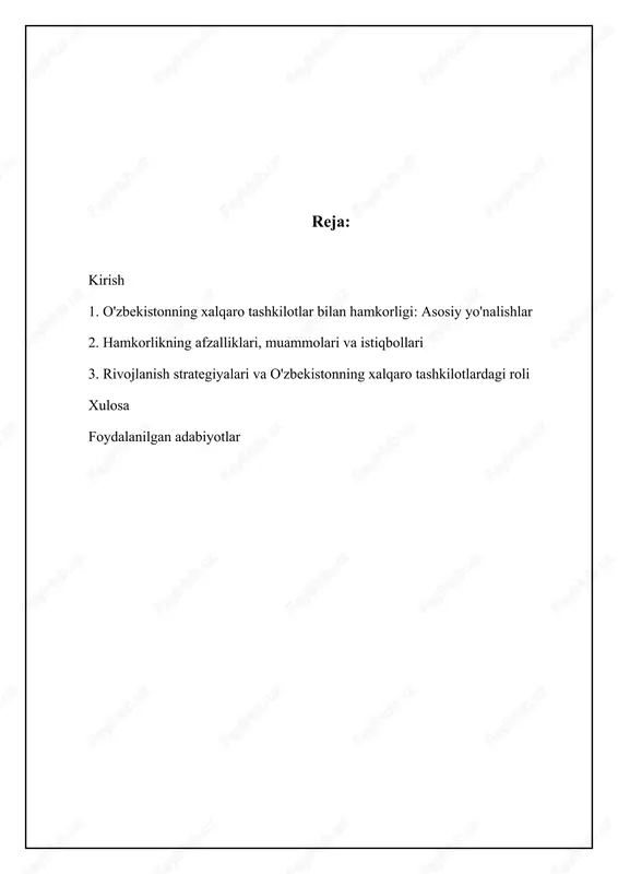 i muhim ahamiyatga ega. ushbu tashkilotlar o'zbekistonda infratuzilmani rivojlantirish, qishloq xo'jaligini modernizatsiya qilish, kichik va o'rta biznesni qo'llab-quvvatlash kabi sohalarga yirik investitsiyalar kiritgan. misol uchun, jahon bankining o'zbekistondagi joriy portfeli bir necha milliard dollarni tashkil etadi va u energetika, transport va suv ta'minoti sohalarini qamrab oladi. bundan tashqari, o'zbekiston jahon savdo tashkilotiga (jst) a'zo bo'lish jarayonida faol ishtirok etmoqda, bu esa mamlakatning xalqaro savdo aloqalarini kengaytirishga va iqtisodiy o'sishni rag'batlantirishga yordam beradi. investitsiyalarni jalb etish maqsadida o'zbekiston turli xalqaro forumlarda, jumladan jahon iqtisodiy forumida (wef) faol ishtirok etadi. bu mamlakatning investitsion jozibadorligini oshirish, yangi texnologiyalarni olib kirish va xalqaro tajribani o'rganish imkonini beradi. o'zbekistonning xalqaro moliya institutlari bilan hamkorligi davlat-xususiy sheriklik (dxsh) loyihalarini amalga oshirish uchun ham muhim. masalan, otb bilan hamkorlikda bir qator transport va energetika loyihalari amalga oshirilmoqda, bu esa mintaqaviy aloqalarni mustahkamlashga va o'zbekiston iqtisodiyotini diversifikatsiya qilishga yordam beradi. 📊 o'zbekistonning xalqaro tashkilotlar bilan iqtisodiy hamkorligi ushbu …