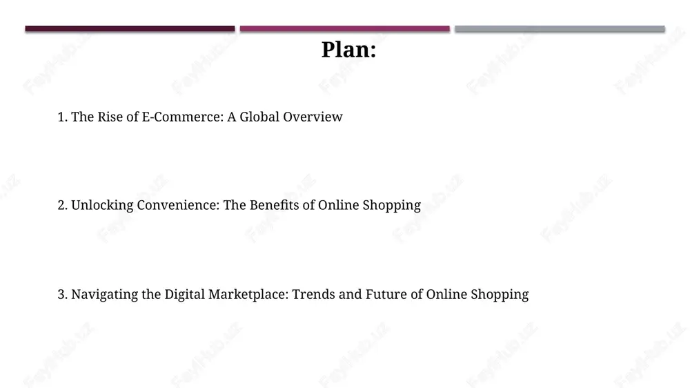 tions. the future of retail: online and beyond by 2030, augmented reality (ar) shopping experiences will likely increase conversion rates by approximately 35%, allowing consumers to visualize products in their own space. personalized ai-powered shopping assistants will manage 70% of online transactions by 2027, anticipating customer needs based on real-time data analysis and past purchases. thank you for your attention slide 1 slide 2 slide 3 slide 4 slide 5 slide 6 slide 7 slide 8