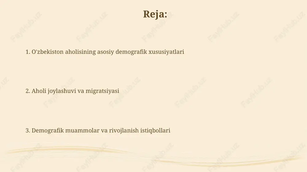 tonda urbanizatsiya darajasi mintaqalar bo'yicha sezilarli farq qiladi, masalan, toshkentda aholining 60% dan ortig'i shaharlarda yashasa, qashqadaryoda bu ko'rsatkich 40% atrofida. bu farq iqtisodiy imkoniyatlar bilan bog'liq. hududiy farqlar demografik ko'rsatkichlarda ham namoyon bo'ladi; samarqand viloyatida tug'ilish darajasi nisbatan yuqori bo'lsa, navoiyda aholining qarishi bilan bog'liq muammolar ko'proq seziladi, bu esa demografik yukni oshiradi. iqtisodiy faol aholi va mehnat resurslari o'zbekistonda iqtisodiy faol aholining asosiy qismi qishloq xo'jaligi sektorida band bo'lib, bu ko'rsatkich 25% dan ortiqni tashkil etadi, ammo xizmat ko'rsatish sohasi ham o'sib bormoqda. mehnat resurslarining sifati ta'lim darajasi bilan belgilanadi; o'zbekistonda umumiy savodxonlik darajasi 99% dan yuqori bo'lsa-da, oliy ma'lumotlilar soni mehnat bozorining talablariga to'liq javob bermaydi. demografik muammolar va aholi siyosati aholining qarishi muammosi yuzaga kelmoqda, bu esa pensiya tizimiga bosimni oshiradi va sog'liqni saqlash xizmatlariga talabni kuchaytiradi. hukumat demografik yukni kamaytirishga qaratilgan siyosat ishlab chiqishi zarur. migratsiya oqimlari, ayniqsa mehnat migratsiyasi, demografik disbalansga olib kelishi mumkin. …