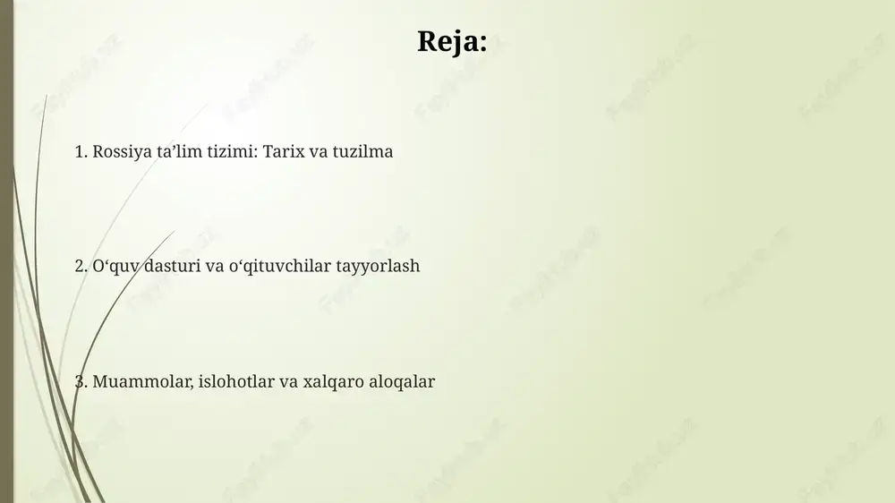 ossiyadagi oliy ta'lim 4 yillik bakalavriat va 2 yillik magistratura darajalarini o'z ichiga oladi, aspirantura esa ilmiy daraja olish imkoniyatini beradi. kasbiy ta'lim kollejlari va texnikumlarida 2-4 yil davom etadi hamda mehnat bozoriga moslashgan amaliy ko'nikmalarni shakllantirishga qaratilgan dasturlarni taklif etadi. rossiyada byudjet o'rinlari mavjud bo'lib, yuqori ball to'plagan abituriyentlar uchun oliy o'quv yurtlarida davlat granti asosida bepul ta'lim olish imkoniyatini yaratadi. moliyalashtirish va xususiy ta'lim xususiy ta'lim rossiyada o'sib borayotgan sektor bo'lib, maktablar va universitetlar kabi turli muassasalar mavjud, ular davlat muassasalariga nisbatan yuqori o'qish to'lovlarini oladi. rossiya ta'limi moliyalashtirishda davlat byudjeti asosiy manba bo'lib, federal va mintaqaviy darajalarda taqsimlanadi, 2023-yilda yaimning taxminan 4 foizini tashkil etadi. davlat-xususiy sheriklik rossiya ta'limida tobora muhim rol o'ynamoqda, davlat resurslari va xususiy investitsiyalarni birlashtirib, yangi maktablar qurish va mavjudlarini modernizatsiya qilishga yordam beradi. muammolar, islohotlar va siyosat davlat imtihonlari (yege) o'quv dasturini toraytirishi va o'quvchilarning tanqidiy fikrlash qobiliyatini susaytirishi mumkin. reformalar ushbu …