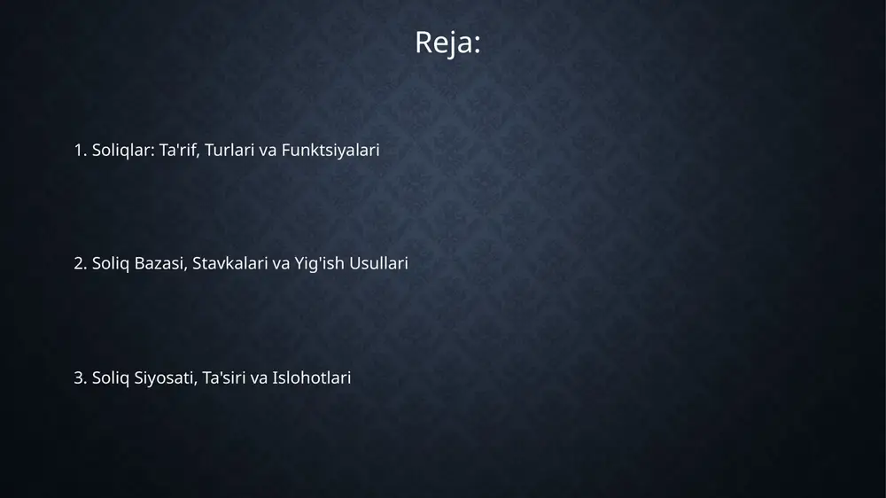 a soliqqa tortish tamoyillari soliq siyosati davlatning byudjet daromadlarini shakllantirish va iqtisodiy o'sishni rag'batlantirish uchun soliq stavkalarini va imtiyozlarini belgilash strategiyasidir. masalan, qqs stavkasini 15%dan 12%ga tushirish talabni oshiradi. soliqqa tortish tamoyillari, jumladan adolat, samaradorlik va aniqlik, soliq tizimining qonuniyligini ta'minlaydi. adolat tamoyili progressiv soliq tizimida yuqori daromad egalari ko'proq soliq to'lashini anglatadi. soliq siyosati va soliqqa tortish tamoyillari bevosita davlat budjetiga va ijtimoiy tenglikka ta'sir qiladi. soliq imtiyozlari investitsiyalarni rag'batlantirishi, ammo ijtimoiy tengsizlikni kuchaytirishi mumkin. 10% soliq imtiyozi korxonalar uchun yaxshi. soliqlarning iqtisodiy va ijtimoiy ta'siri soliqlar aholining ijtimoiy tengsizligini kamaytirishga yordam beradi, progressiv soliq tizimi orqali yuqori daromad oluvchilardan olingan mablag'lar ijtimoiy dasturlarga yo'naltirilishi mumkin. soliqlar iqtisodiyotga investitsiyalarni rag'batlantirish yoki kamaytirish orqali ta'sir etadi, masalan, korporativ soliq stavkasini 20% ga o'zgartirish investitsiya qarorlariga sezilarli ta'sir ko'rsatishi mumkin. soliqlar davlat xizmatlari va infratuzilmani moliyalashtirish orqali ijtimoiy farovonlikka ta'sir etadi, masalan, 10% qqs yig'ish sog'liqni saqlash va ta'limni moliyalashtirishga xizmat …
