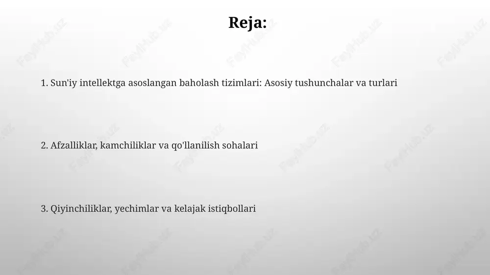 nilish sohalari ta'lim sohasida ai baholash tizimlari 1000 dan ortiq talabalarning insholarini avtomatik baholash uchun qo'llaniladi, o'qituvchilarga vaqtni tejash va fikr-mulohazalarni tezroq berish imkonini beradi. ishga qabul qilishda, ai nomzodlarning rezyumelarini tahlil qilib, eng mos 80% nomzodlarni ajratib oladi, bu esa inson resurslari bo'limining ish yukini kamaytiradi. baholash metodologiyasi ai baholash tizimlarida savollarni moslashtirish uchun item response theory (irt) va bayesian networks kabi usullar qo'llaniladi, bu har bir foydalanuvchiga moslashtirilgan baholashni ta'minlaydi. rubrikalar avtomatlashtirilgan baholashning muhim qismidir. ai tizimlari mashinalarni o'rganish algoritmlari orqali ularni tahlil qiladi, natijada 0 dan 100 gacha ball beradi va qulaylikni oshiradi. ma'lumotlar xavfsizligi va maxfiyligi ai asosidagi baholash tizimlarida shaxsiy ma’lumotlarni himoya qilish uchun shifrlashning aes-256 kabi kuchli usullaridan foydalanish lozim, bu ma’lumotlar buzilish xavfini kamaytiradi. gdpr kabi qonunchilik talablari shaxsiy ma'lumotlarni yig'ish, saqlash va qayta ishlashda qat'iy qoidalarni belgilaydi, shuningdek, foydalanuvchilarga o'z ma'lumotlariga kirish huquqini beradi. etika masalalari va adolat ai tizimlarida adolatni ta’minlash …