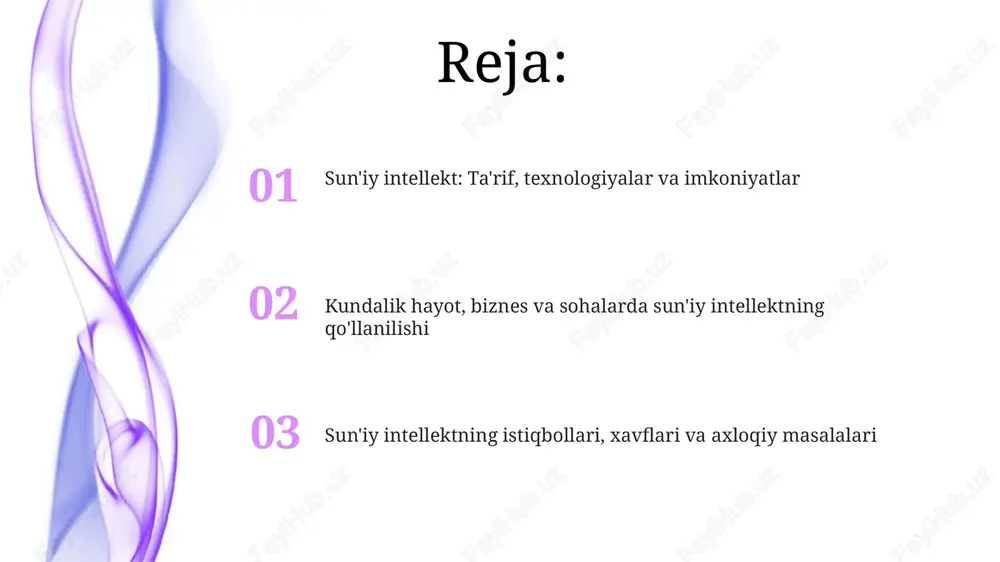 tajribasini yaxshilaydi. biznesda sun'iy intellektning roli ai marketingda mijozlar segmentatsiyasini yaxshilaydi, shaxsiy tavsiyalarni beradi va savdo hajmini 15-20% ga oshirishga yordam beradi, shu bilan birga xarajatlarni optimallashtiradi. ai biznesda xarajatlarni kamaytiradi, chunki u avtomatlashtirish orqali xodimlarning 30% ishini bajarishi mumkin, xatolarni kamaytiradi va samaradorlikni oshiradi. sog'liqni saqlash sohasida sun'iy intellekt ai tibbiy tasvirlashda, masalan, rentgen va mrt skanerlarida saraton kasalligini 90% aniqlik bilan aniqlashga yordam beradi, bu esa erta tashxis qo'yish va davolashga olib keladi. sun'iy intellekt shaxsiy dori-darmonlarni ishlab chiqishda muhim rol o'ynaydi, genetik ma'lumotlarni tahlil qilib, har bir bemor uchun optimal davolash usullarini aniqlaydi. ta'limda sun'iy intellektning qo'llanilishi sun'iy intellekt o'qituvchilarga individual o'quv rejalarni yaratishga yordam beradi, talabalarning o'zlashtirish darajasini tahlil qilib, ularga moslashtirilgan materiallar taqdim etadi. bu 24/7 mavjud repetitorlikka teng. ai ta'limda avtomatlashtirish orqali vaqtni tejaydi; masalan, baholash, testlar tuzish va ma'muriy vazifalarni bajarishda. o'qituvchilar 70% vaqtini talabalarga bag'ishlashi mumkin. sun'iy intellektning afzalliklari ai xatolar ehtimolini …
