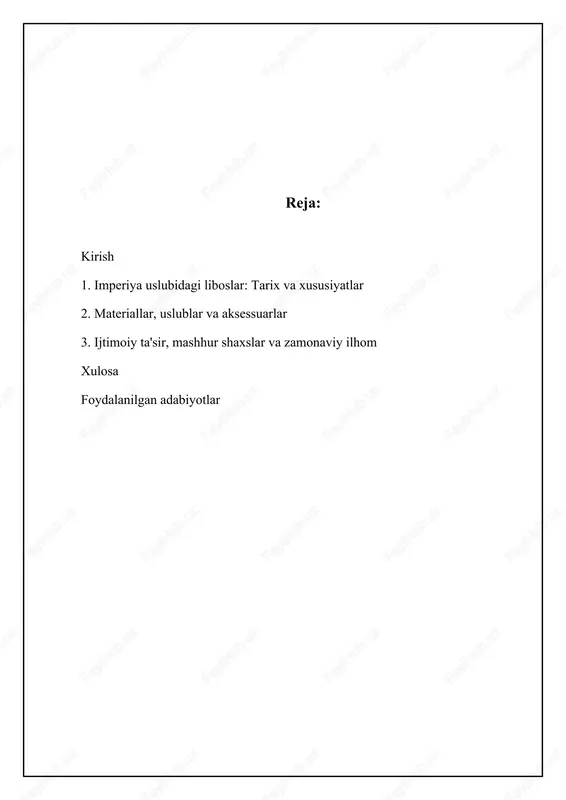 tomonidan kiyilar edi, ammo tez orada ommalashib ketdi. fransuz inqilobi va undan keyingi davrda ayollar modasidagi keskin o'zgarishlar ro'y berdi. rococo uslubining og'ir va cheklovchi liboslaridan voz kechilib, yanada qulay va erkin shakllarga o'tildi. imperiya liboslari aynan shu o'tish davrida ideal tanlov bo'lib, ayollarga nafaqat zamonaviy ko'rinish, balki harakat erkinligini ham ta'minladi. uslubning dastlabki versiyalari, ko'pincha, qisqa yengli yoki yengsiz bo'lib, ayollar qo'llarini shol yoki uzun qo'lqoplar bilan yopishardi. aksessuarlar, masalan, kamar va bezaklar, libosning ahamiyatini yanada oshirardi. 📋 imperiya uslubidagi liboslar: jarayon 19-asr imperiya uslubidagi liboslarning yaratilish jarayoni va xususiyatlari. [diagramma qo'shish xatosi: no elements provided] imperiya liboslarining xususiyatlari va o'zgarishlari imperiya liboslari bir nechta o'ziga xos xususiyatlarga ega edi. yuqorida aytib o'tilganidek, asosiy elementlardan biri yuqori bel chizig'i hisoblanadi. bundan tashqari, liboslar ko'pincha yengil, shaffof matolardan, masalan, muslidan tikilgan. oq rang klassik tanlov bo'lgan bo'lsa-da, pastel ranglar va oddiy naqshlar ham keng qo'llanilgan. liboslar ko'pincha kashtalar, lentalar va …