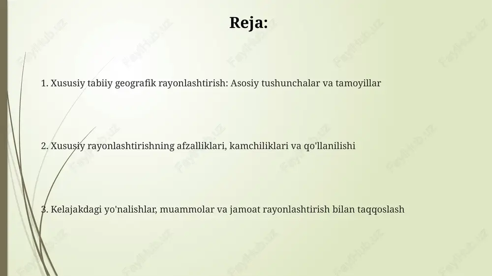 , ma'lumotlar to'plamlarini tahlil qilish, qatlamlarni vizualizatsiya qilish va 3d xaritalarni yaratish orqali rayonlashtirish qarorlarini qo'llab-quvvatlaydi. afzalliklar, kamchiliklar va taqqoslash xususiy tabiiy geografik rayonlashtirish, davlat rayonlashtirishidan farqli o'laroq, moslashuvchanroq bo'lishi mumkin, lekin 15-20 yillik standartlashtirish va shaffoflikning yo'qligi qiyinchiliklar tug'dirishi mumkin. xususiy rayonlashtirish xususiy mulk huquqlarini himoya qilsa-da, jamiyat manfaatlarini qondirish uchun yetarli nazoratning yo'qligi 25-30 % ijtimoiy nomuvofiqliklarni keltirib chiqarishi mumkin. xususiy rayonlashtirish iqtisodiy samaradorlikni oshirishi mumkin, ammo atrof-muhitni muhofaza qilish mezonlari umumiy rayonlashtirishdagidan 10-15% pastroq bo'lishi mumkin. qo'llash sohalari va holatlar bo'yicha tadqiqotlar qishloq xo'jaligida xususiy tabiiy geografik rayonlashtirish tuproq unumdorligini 15% ga oshirish, suv resurslaridan foydalanishni optimallashtirish va ekinlarning 20 dan ortiq navlarini ekishni muvofiqlashtirish imkonini beradi. ekologik turizmni rivojlantirish sohasida, xususiy rayonlashtirish yovvoyi tabiatni saqlash bo'yicha 10 yillik monitoring natijalariga asoslangan holda, noyob hududlarning o'ziga xos xaritalarini yaratishga yordam beradi. energetika sohasida quyosh va shamol energiyasi resurslarini baholash uchun xususiy rayonlashtirishdan foydalanish mumkin, bu 5 yillik …
