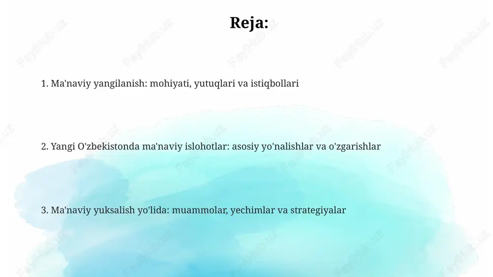 atilgan. ta’lim sohasida 11 yillik majburiy ta’lim tizimiga qaytish bilan birga, kasb-hunar kollejlari o’rniga professional ta’lim muassasalari tashkil etildi, bu esa mehnat bozoriga moslashuvchanlikni oshirdi. madaniyat sohasida milliy merosni asrashga katta e’tibor qaratilib, 2021-yilda xiva shahri “turkiy dunyoning madaniy poytaxti” deb e’lon qilindi, bu esa madaniy turizmni rivojlantirishga turtki berdi. ommaviy axborot vositalari va yoshlar siyosatining roli ommaviy axborot vositalari yoshlar auditoriyasi uchun 20 dan ortiq zamonaviy teleko'rsatuvlar va radio dasturlarini ishlab chiqdi, bu ularning ma'naviy rivojlanishiga ta'sir ko'rsatadi. yoshlar siyosati doirasida 30 dan ortiq yangi media loyihalar amalga oshirildi, bu ularning jamiyatdagi faol rolini oshirishga qaratilgan va ularning huquqlarini himoya qiladi. ommaviy axborot vositalari yoshlarning 25 % dan ortig'ini qamrab olgan, ularning ijtimoiy-siyosiy faolligini oshirishga xizmat qiladigan interaktiv platformalar yaratmoqda. diniy bag'rikenglik va millatlararo totuvlikni mustahkamlash respublikada 16 ta diniy konfessiyaning erkin faoliyat yuritishi uchun imkoniyatlar yaratilgan, ularning ehtiyojlari davlat tomonidan qo'llab-quvvatlanadi, bu esa dinlararo muloqotni kuchaytiradi. o'zbekistonda 130 …