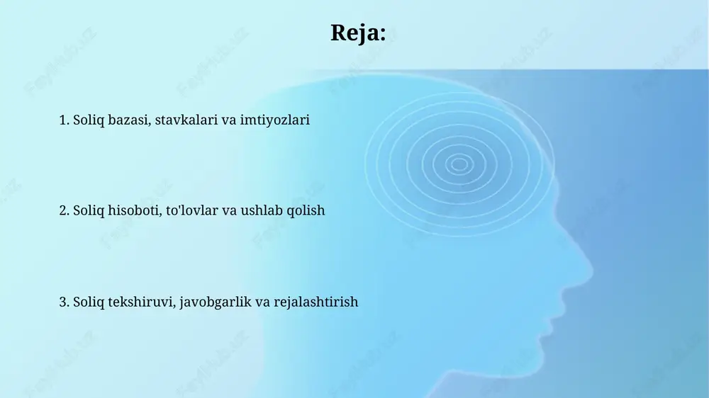 va davlatga to'lashi tushuniladi. ushlab qolish stavkalari daromad turiga (masalan, ish haqi, dividendlar) va soliq to'lovchining soliq imtiyozlariga qarab farq qilishi mumkin, qonunchilikda belgilangan tartibga ko'ra. soliq tekshiruvi va javobgarlik soliq tekshiruvlari uch yil ichida o'tkaziladi va soliq organlari 60 kun oldin soliq to'lovchini xabardor qilishi shart, tekshiruv natijalari asosida qo'shimcha soliqlar hisoblanishi mumkin. soliq qonunchiligini buzganlik uchun javobgarlik jarimalar, peniyalar yoki jinoiy javobgarlikni o'z ichiga olishi mumkin, masalan, soliqni to'lashdan bo'yin tovlash 100 baravar jarimaga olib kelishi mumkin. xalqaro soliqqa tortish xalqaro soliqqa tortishda soliq rezidentligi muhim ahamiyatga ega, bu jismoniy shaxsning soliq majburiyatlarini aniqlaydi va odatda 183 kun qoidasi bilan belgilanadi. ikki tomonlama soliqqa tortishni oldini olish uchun ko'plab davlatlar soliq konventsiyalari tuzadi, ular soliq stavkalarini kamaytiradi va soliq to'lash qoidalarini belgilaydi. kapital daromadlari kapital daromadlari aktivlarni sotishdan olingan foyda bo'lib, masalan, aktsiyalar yoki ko'chmas mulk, ushbu foyda soliqqa tortiladi va soliq stavkalari daromad darajasiga bog'liq bo'lishi mumkin. …